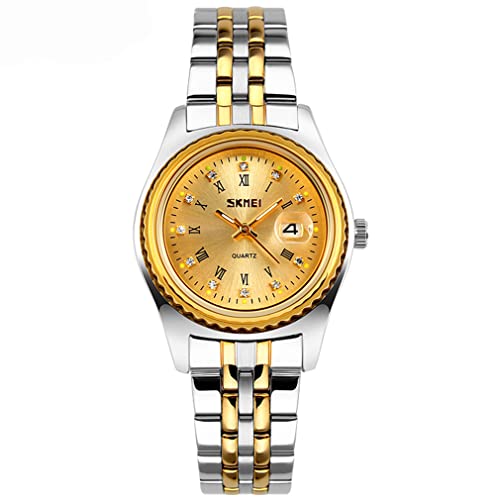 9098 Gold silver strap gold dial