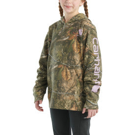 Youth Girls Long Sleeve Camo Graphic Sweatshirt - Mossy Oak Country DNA Print Hoodie for Teen Girls | Cozy Fall & Winter Fashion | School, Outdoor, Casual Wear