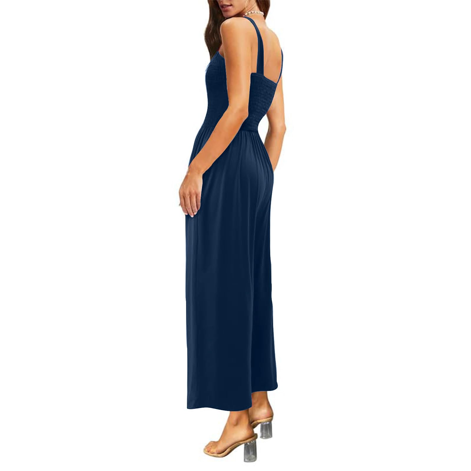 Women's Sleeveless Jumpsuit - Casual Loose Overalls Romper with Pockets | Wide Leg One Piece Travel Outfit for Summer, Beach & Vacation Wear