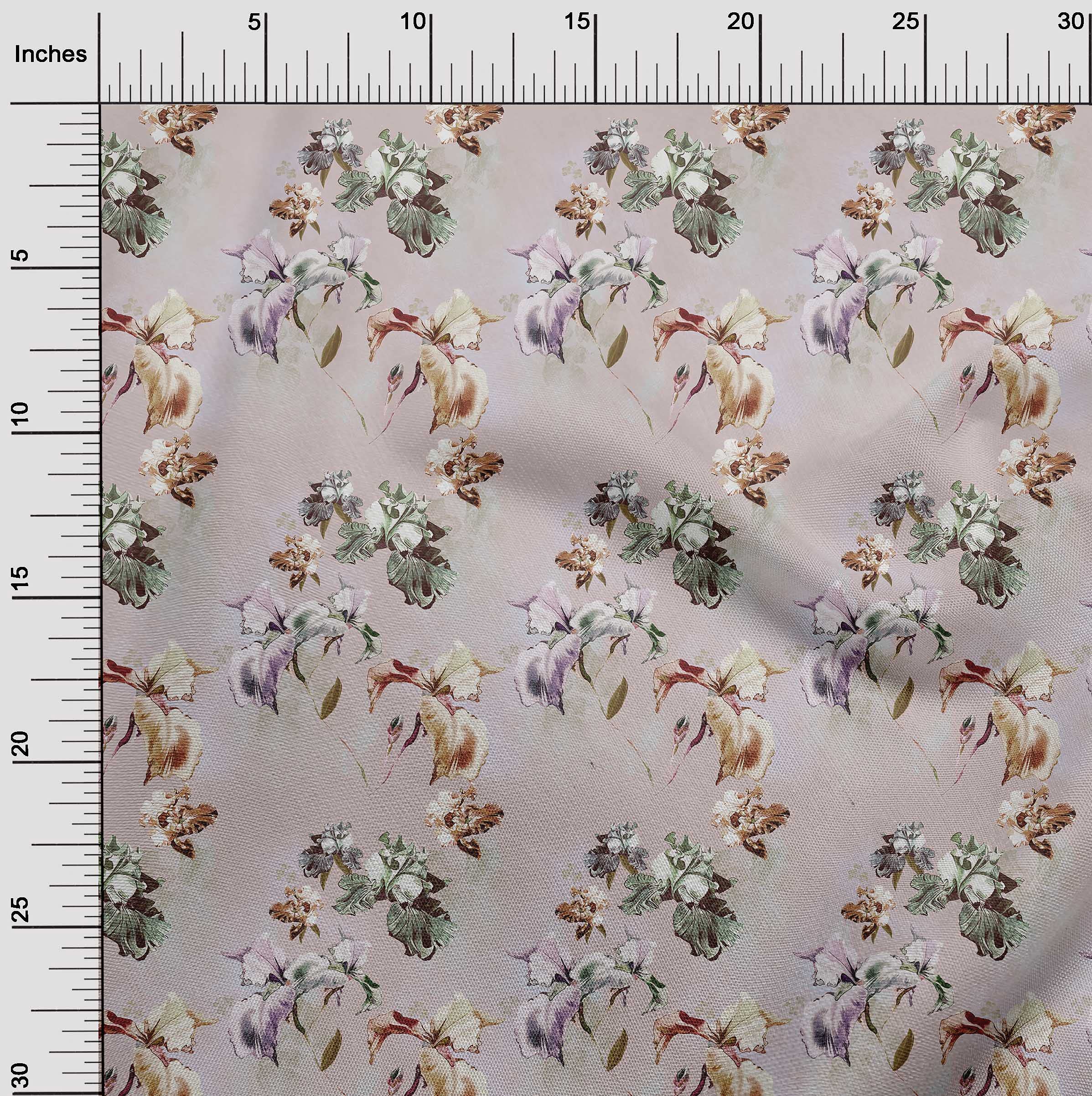 oneOone Silk Tabby Blush Pink Floral Print Fabric by The Yard - 42 Inch Wide Premium Dress Material for Bridal Gowns, Evening Dresses & DIY Fashion Projects