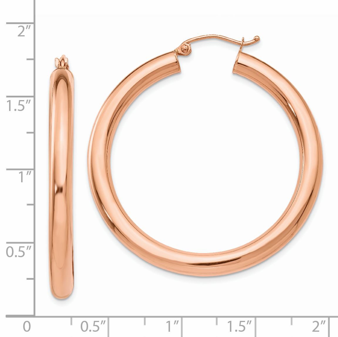 14K Rose Gold 4mm Classic Tube Hoop Earrings for Women - Minimalist Everyday Jewelry, Perfect for Work, Date Night & Gifting