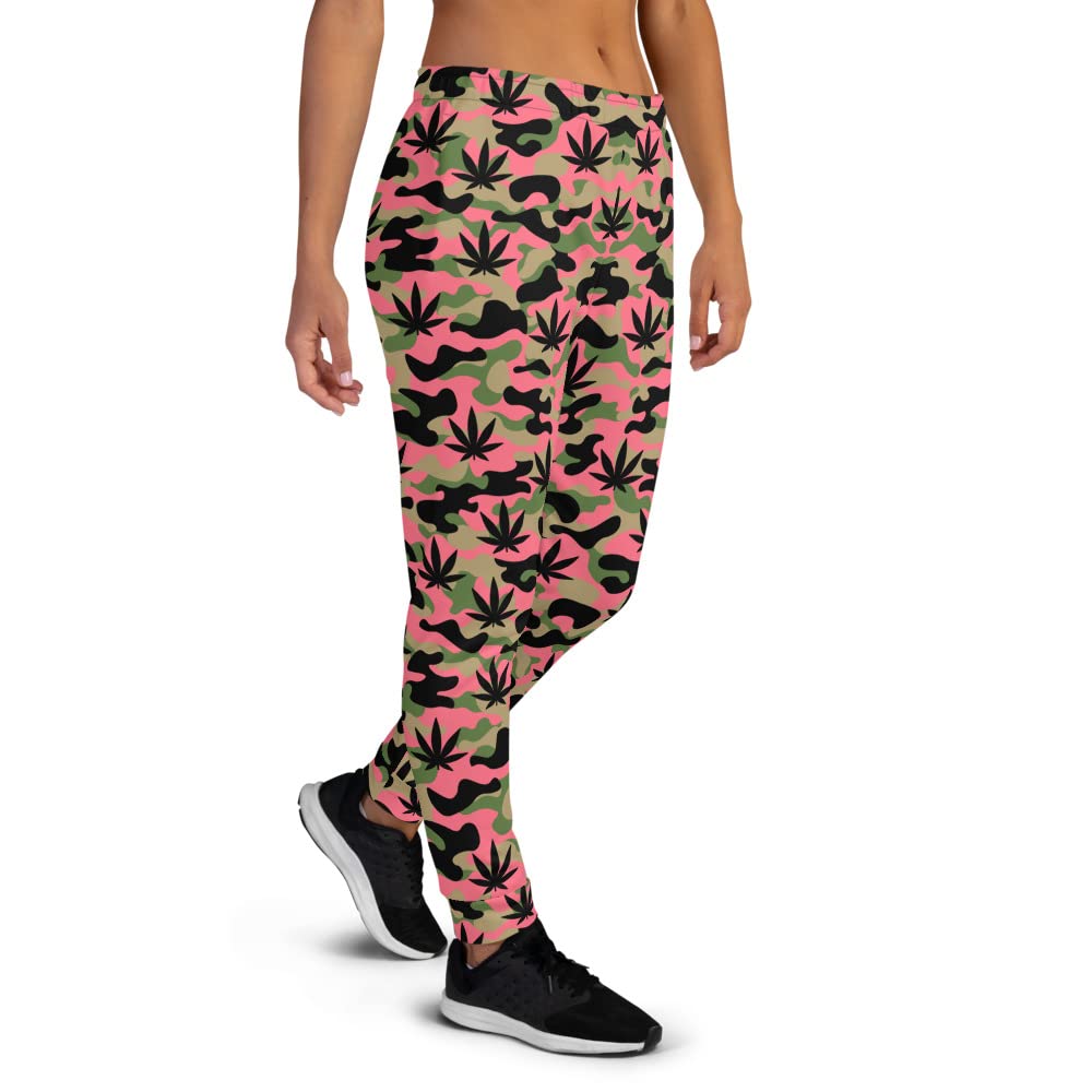 Skyvora Camo Joggers for Women - Pink & Green Camouflage Athletic Pants | Comfortable Workout Joggers for Running, Yoga & Lounge Wear