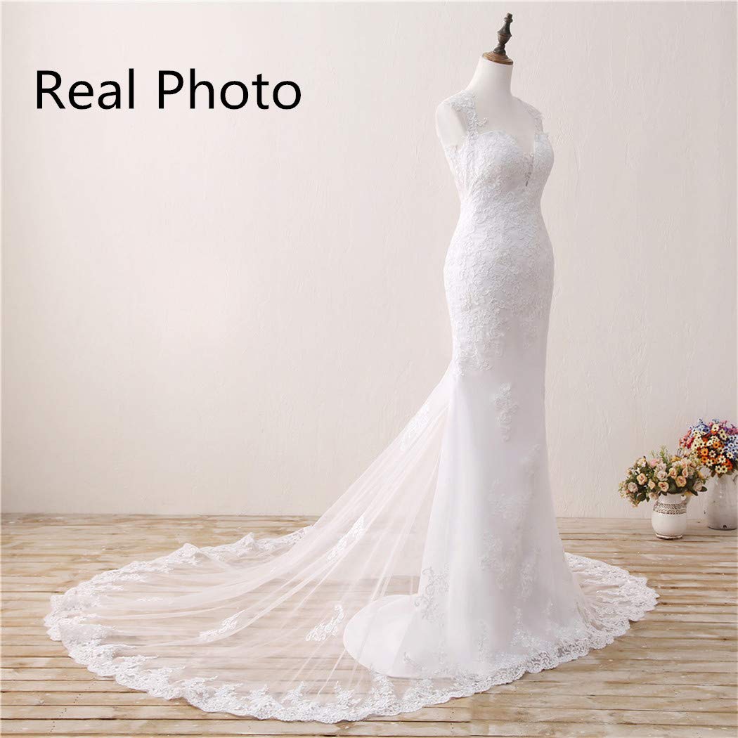 Elegant 2024 Backless Mermaid Wedding Dress with Lace Appliques & Train - Boho Bridal Gown for Bride | Perfect for Beach, Church & Outdoor Ceremonies