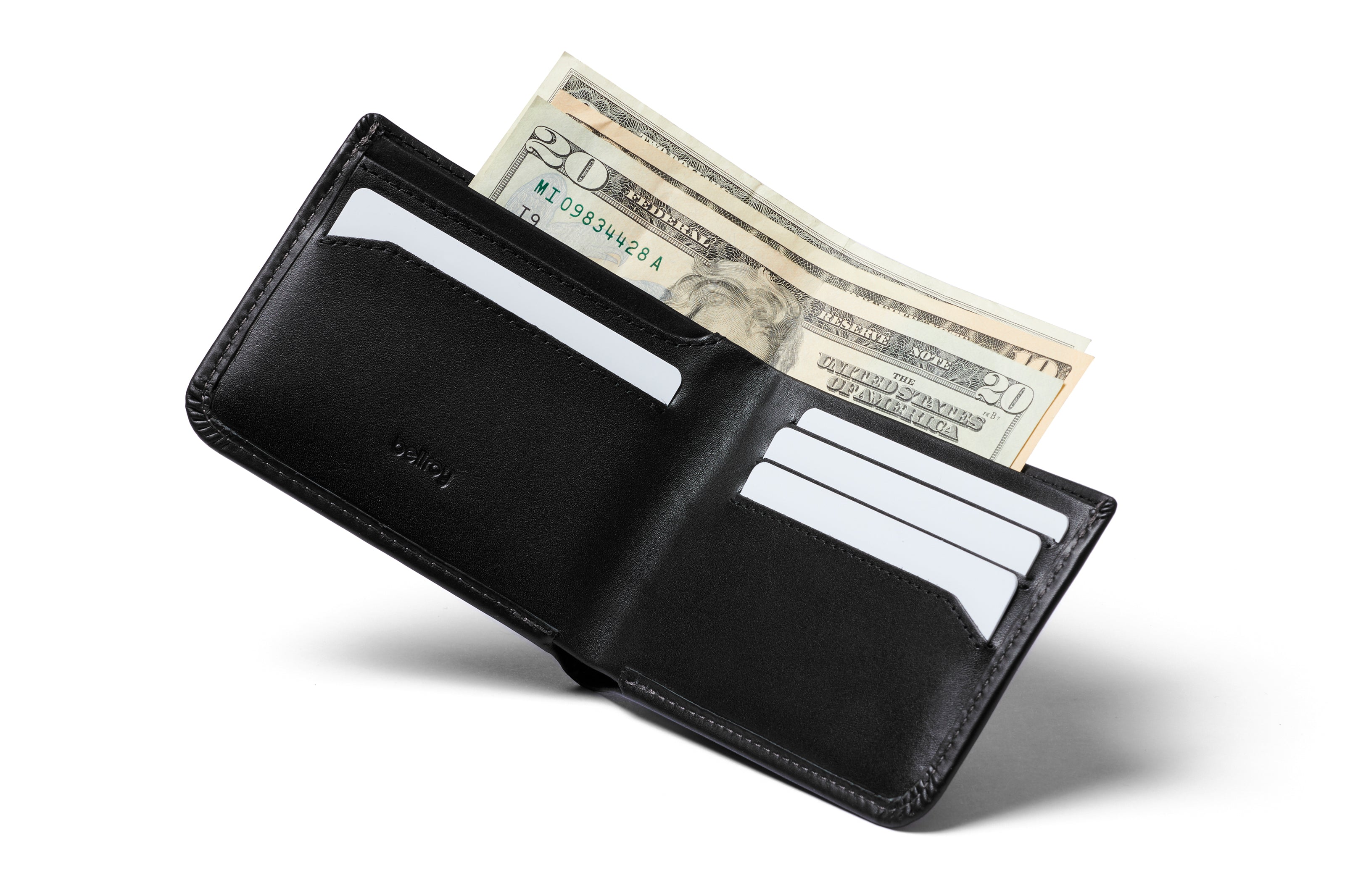 BELLROY Hide & Seek Bi-Fold Wallet for Men - Slim RFID Blocking Leather Wallet with Card Slots & Cash Pocket - Perfect for Everyday Carry, Travel & Minimalist Lifestyle (Black)