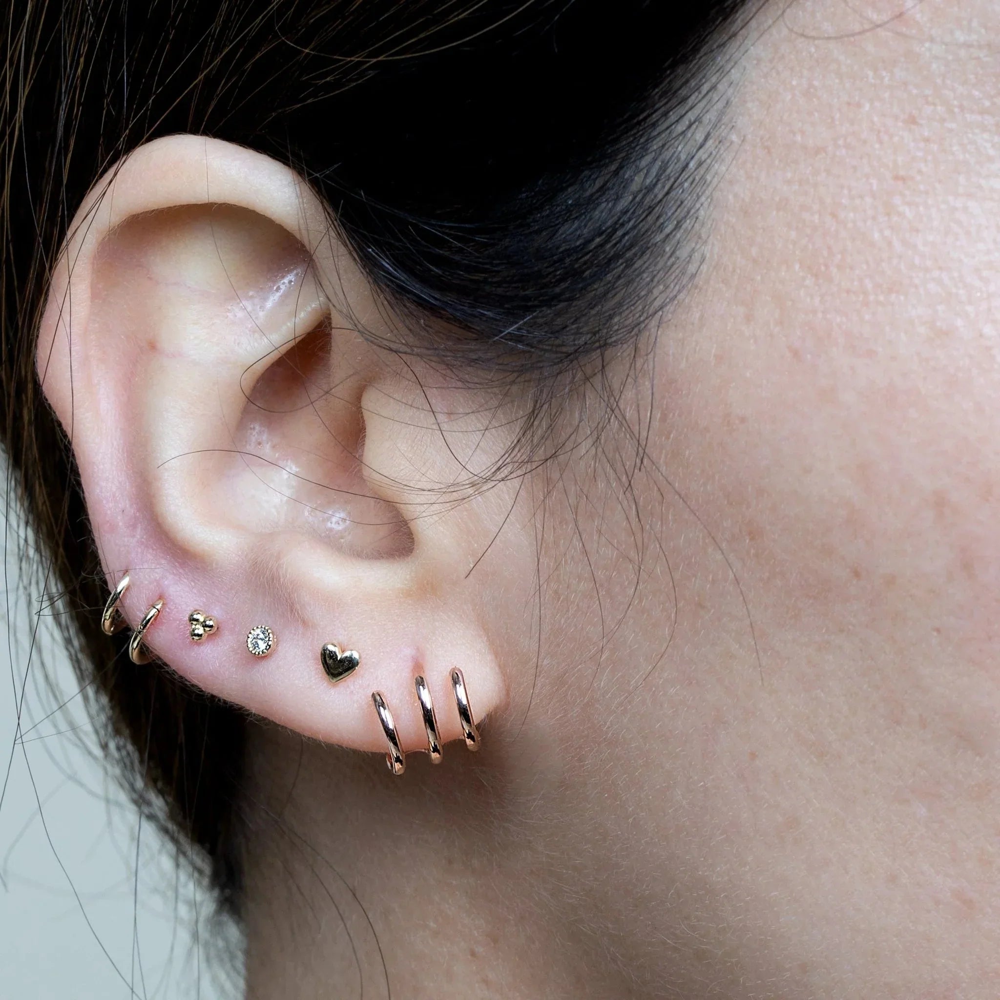 Minimalist Heart Flat Back Stud Earrings in Solid 14k Yellow Gold - Perfect for Everyday Wear, Gifts & Special Occasions