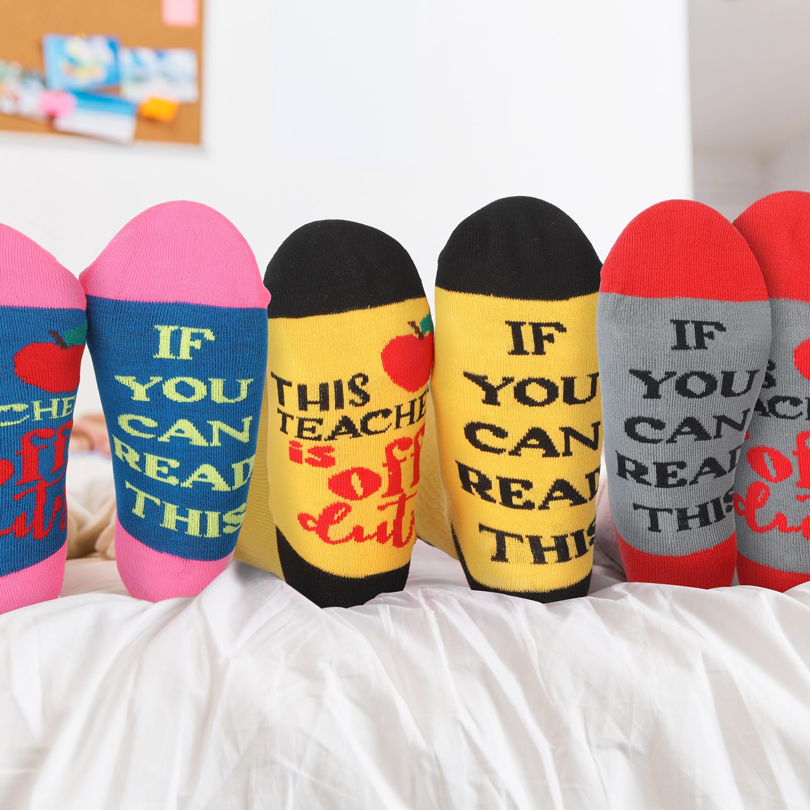 Jeyiour 24 Pair Funny Teacher Crew Socks - Teacher Appreciation Gifts, Novelty Graduation Socks for Women - Perfect for Classroom, School Events & Teacher Appreciation Week