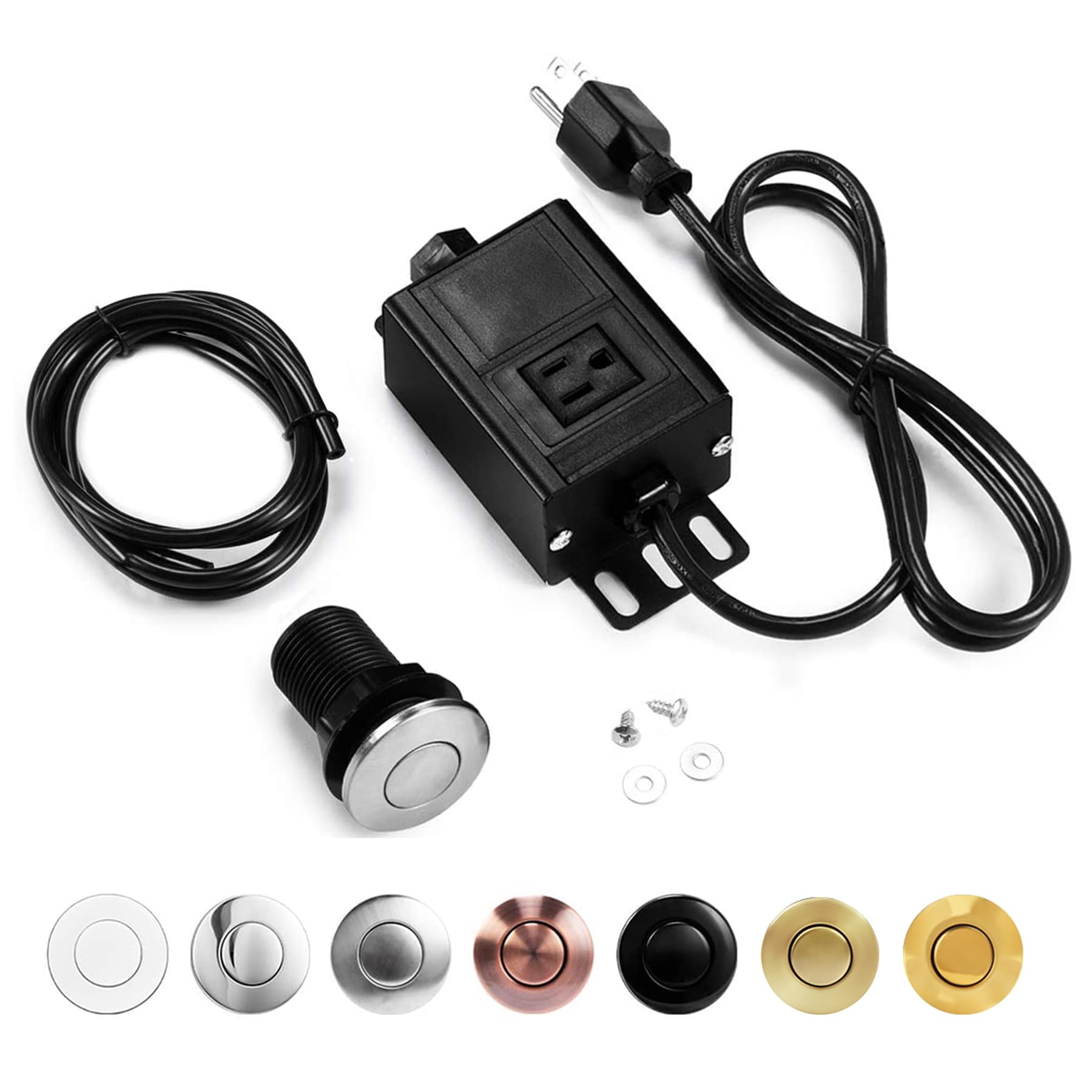 CLEESINK Garbage Disposal Air Switch Kit - Brushed Nickel Stainless Steel Sink Top On/Off Push Button with Alloy Power Module - Perfect for Kitchen Waste Disposer Replacement & Food Waste Disposal Systems (Ideal for Home Kitchen Renovation & Garbage Disposal Upgrades)
