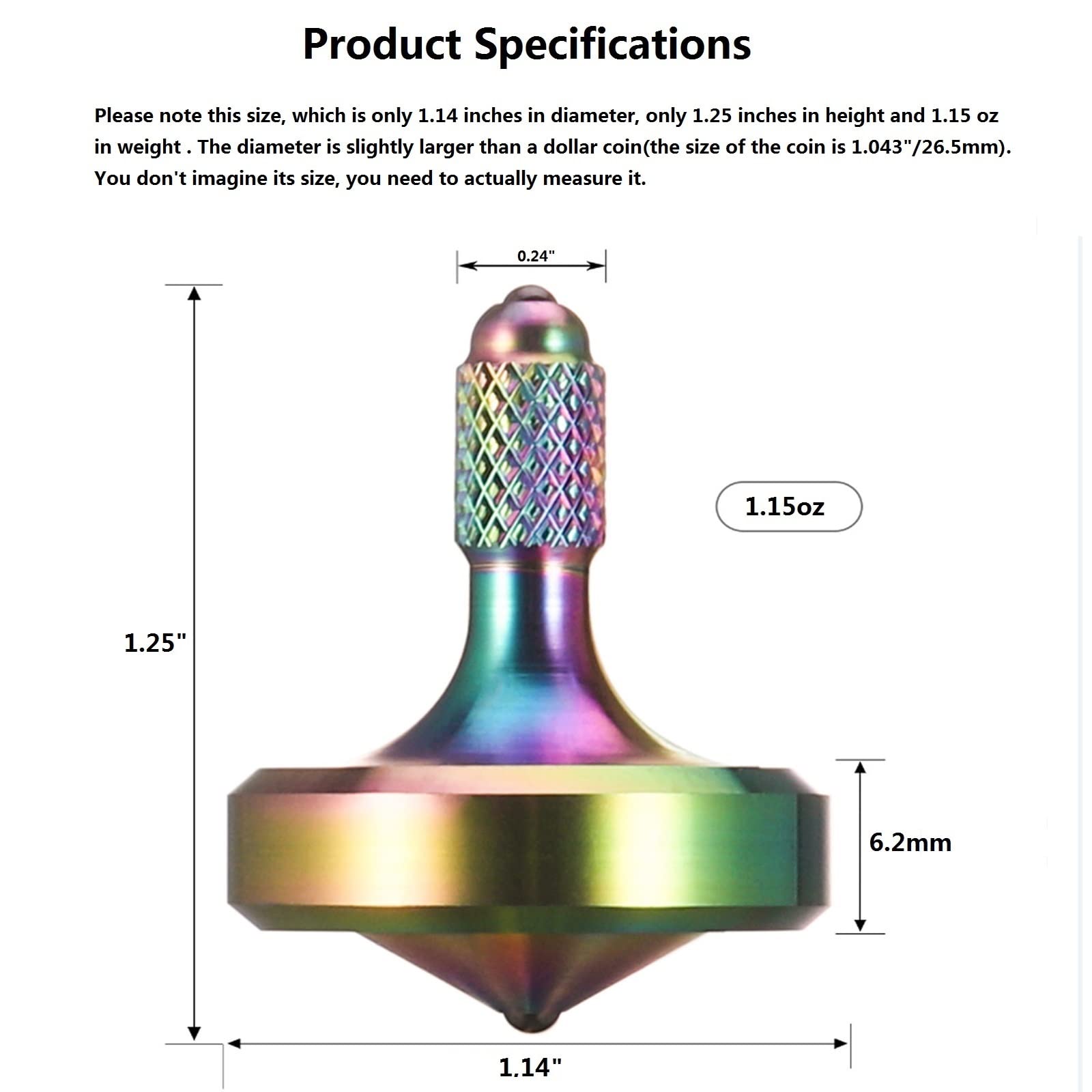 Premium Stainless Steel Spinning Top - High Precision Machined Fidget Desk Toy for Adults & Kids - 29mm Large Iridescent Design with 9+ Minute Spin Time - Perfect for Office Stress Relief, Focus Aid, and Fun Gift Idea