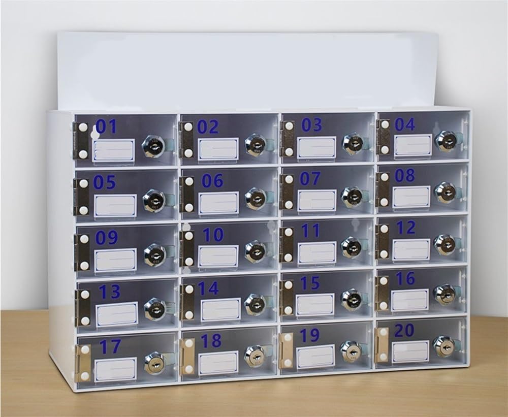 Acrylic Cell Phone Storage Box with 20 Compartments - Clear Lockable Doors, Wall-Mountable Classroom Organizer - Perfect for Schools, Offices & Study Areas to Secure Phones During Class or Meetings