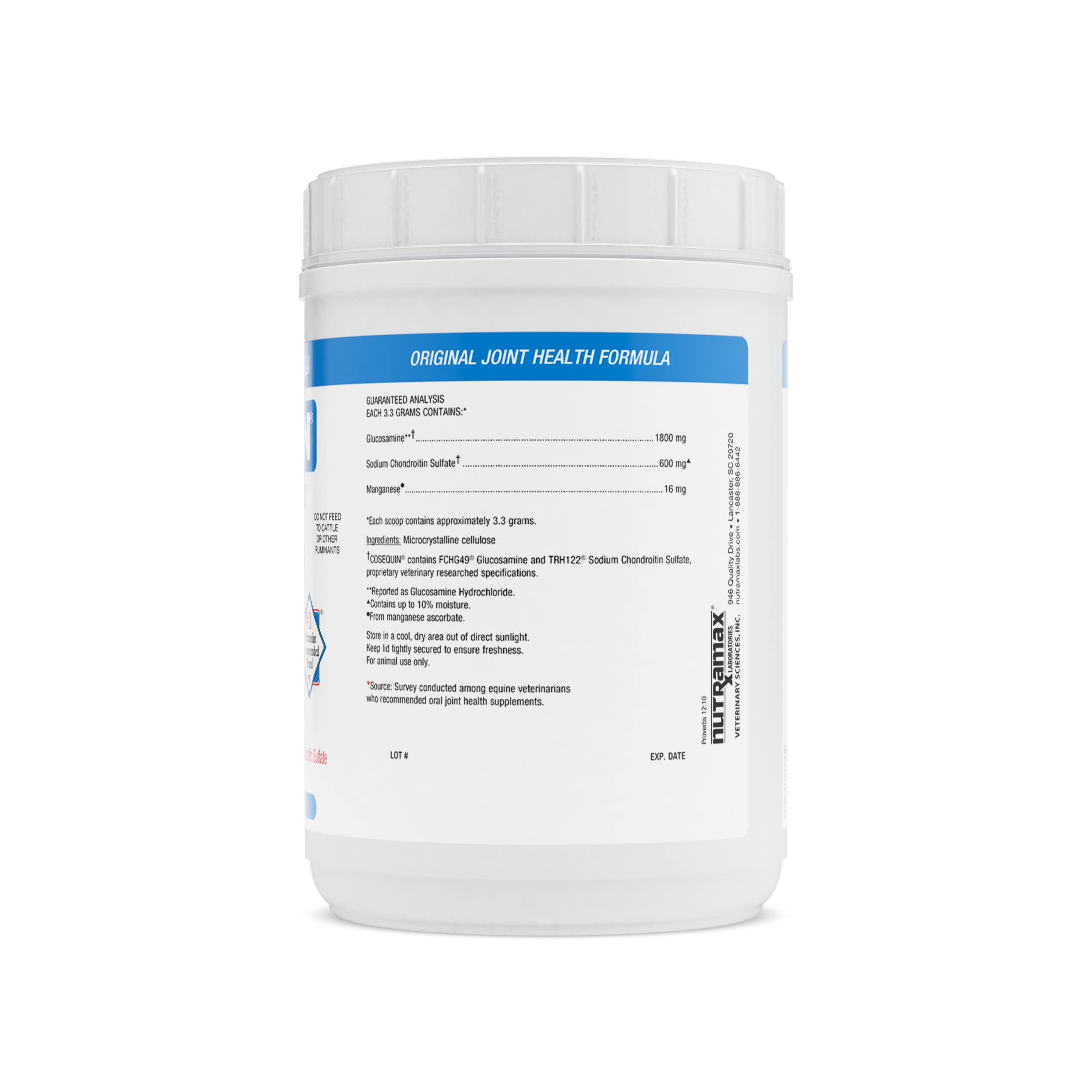 Nutramax Cosequin Original Joint Health Supplement Powder for Horses - Glucosamine & Chondroitin Formula (1400g) | Supports Mobility & Comfort for Active & Senior Horses