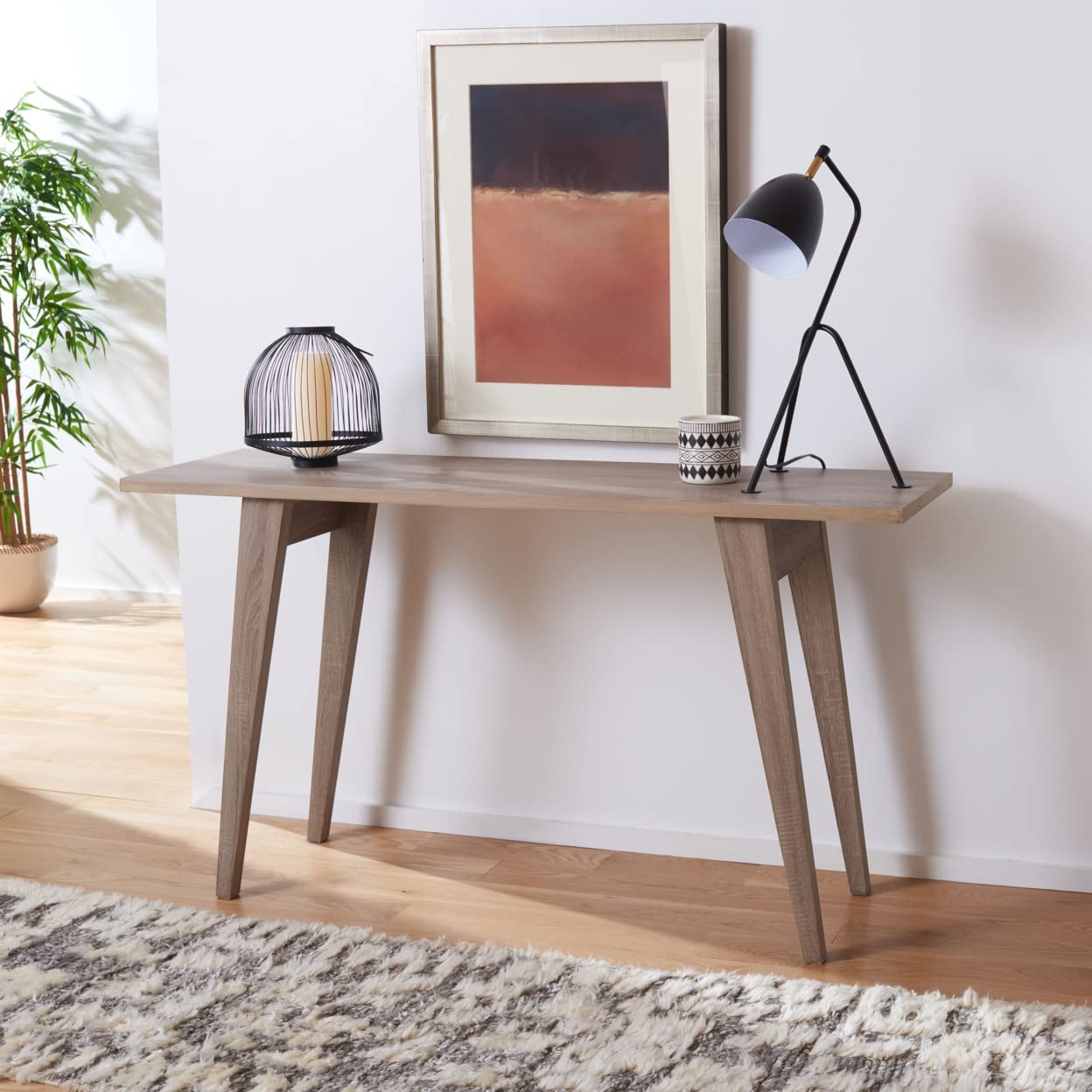 Safavieh Home Collection Manny Oak Console Table - Rustic Farmhouse Entryway Furniture for Hallway, Living Room & Dining Room Decor