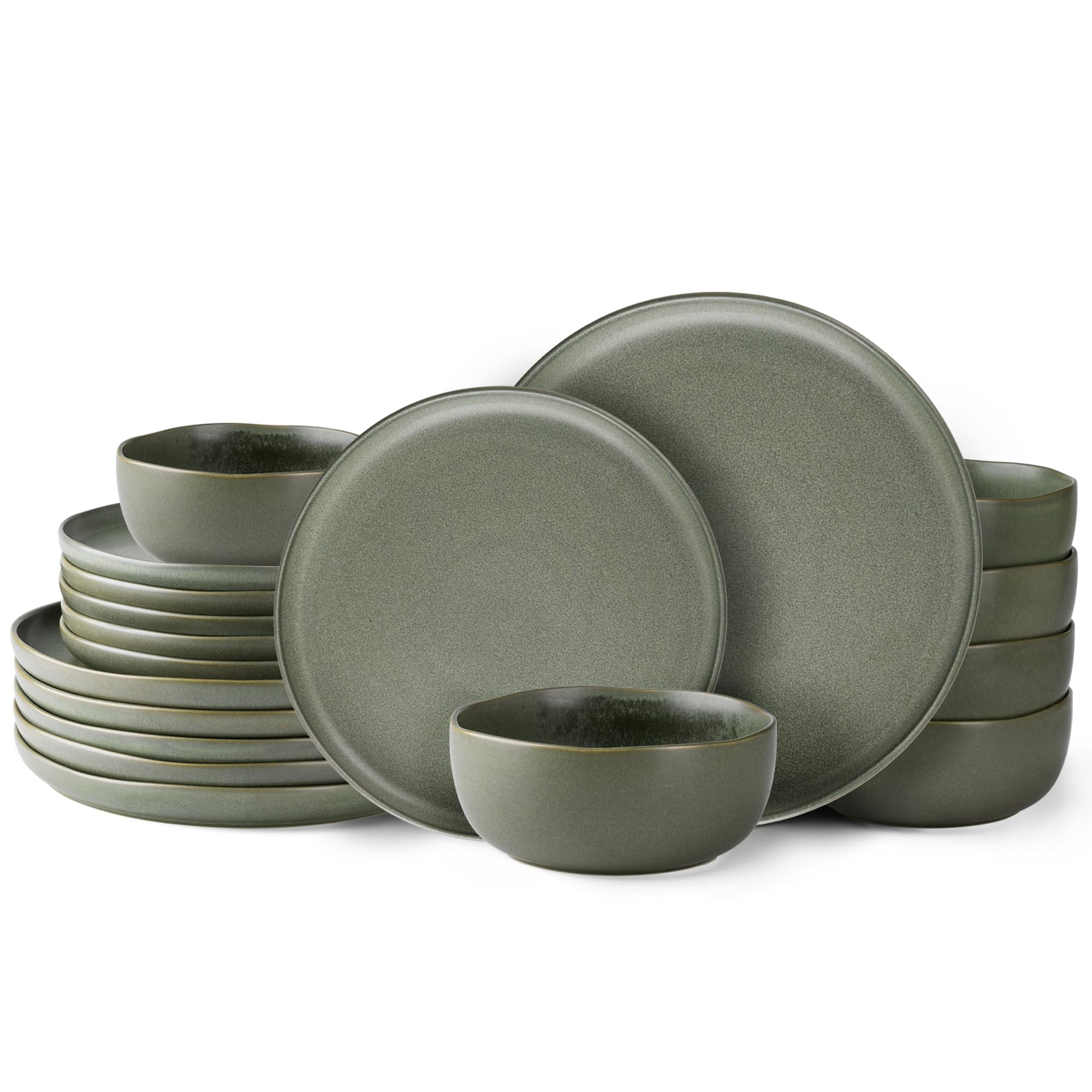 AmorArc 18-Piece Ceramic Dinnerware Set - Wavy Rim Stoneware Plates & Bowls - Chip & Crack Resistant - Dishwasher, Microwave & Oven Safe - Service for 6 | Perfect for Family Dinners, Restaurant-Style Dining & Everyday Use