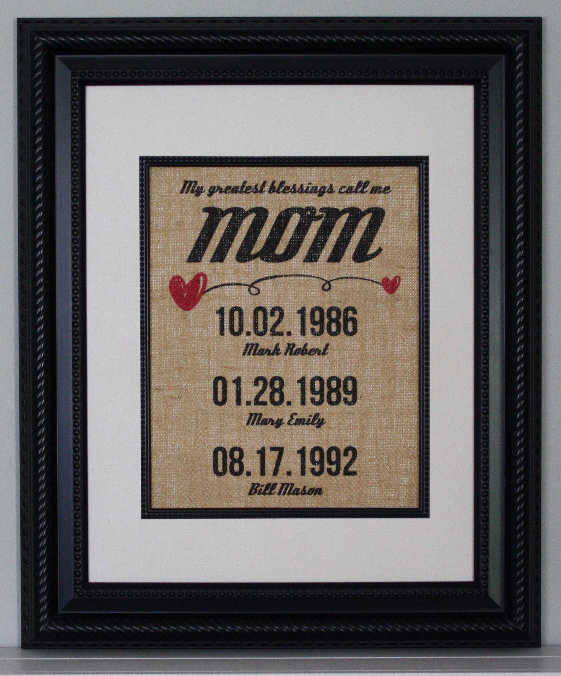 Personalized 'My Greatest Blessings Call Me Mom' Burlap Gift - Custom Mother's Day Present with Kids' Names - Perfect for Mom's Birthday, Christmas & Home Decor