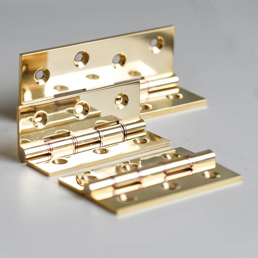 Polished Brass PBW Butt Hinges Pair - Heavy Duty Door Hinges for Interior/Exterior Doors, Cabinets & Furniture - 3.5 Inch, 4 Pack (Brushed Brass Finish)