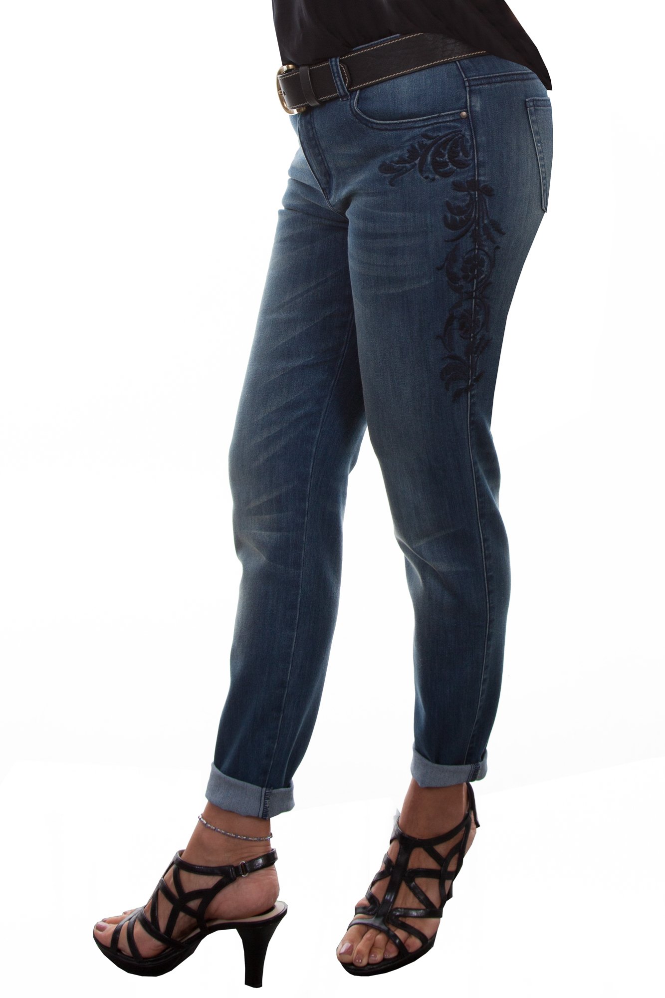 Scully Women's Honey Creek Tonal Embroidered Jeans - Stylish Distressed Denim Pants for Casual Outfits & Everyday Wear