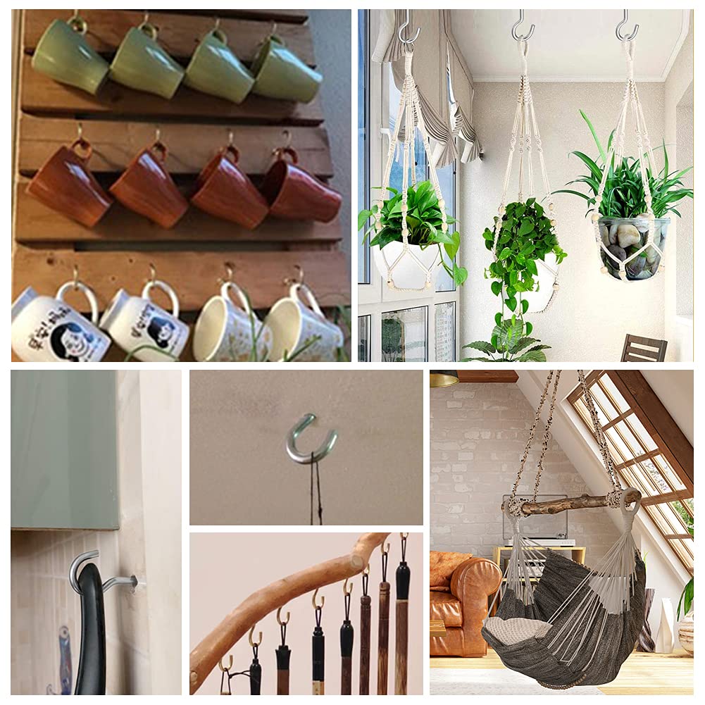 3.5 Inch 304 Stainless Steel Screw Hooks - 12 Pack Heavy Duty Metal Hanging Hooks for Ceiling, Wall, Kitchen, Plants & Mugs - Rustproof Cup Hooks for Home Organization & Storage