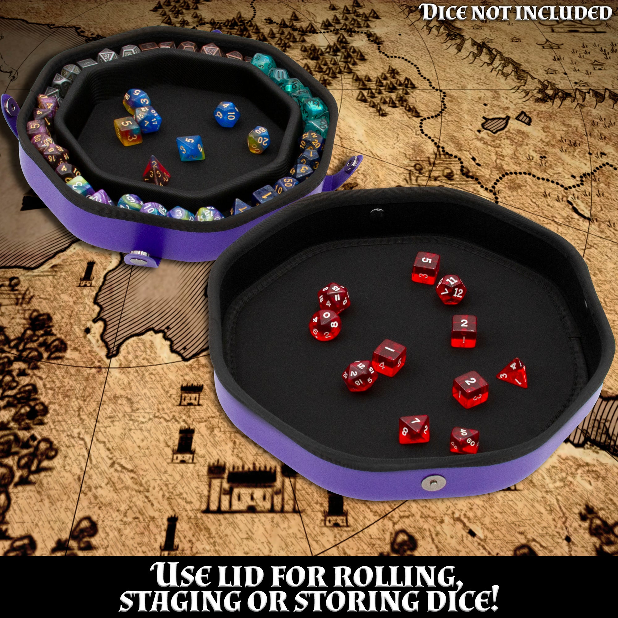 CASEMATIX Dice Tray & Storage Case - Holds 115 RPG Dice with Tree of Life Design for Dungeons & Dragons, Pathfinder - Perfect for Tabletop Gaming, Dice Protection & Organized Storage