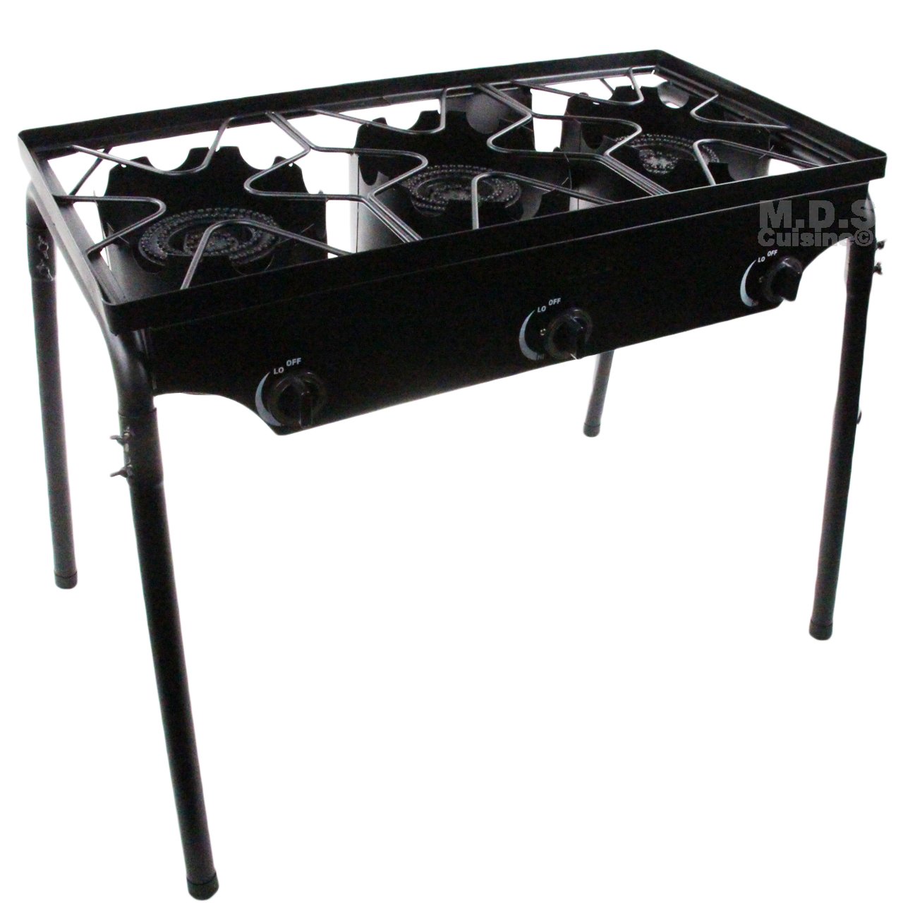 Heavy Duty Triple Burner Propane Gas Stove - Outdoor Camping & BBQ Grill Griddle for Backpacking, Tailgating, Picnics & RV Cooking