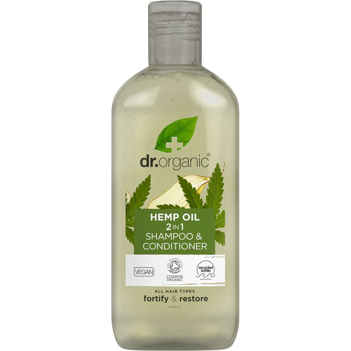 Dr Organic 2-in-1 Shampoo & Conditioner with Hemp Oil - Natural Hair Care for Dry, Damaged Hair - Perfect for Daily Use at Home or Travel