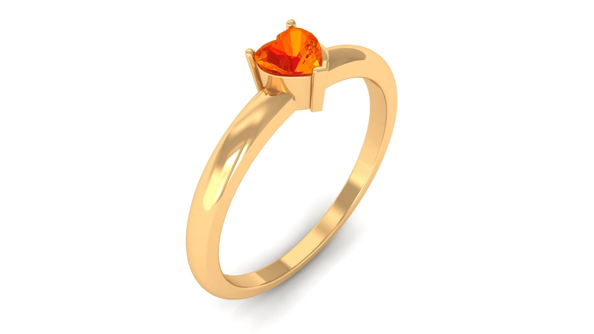 0.25 CT Natural Orange Sapphire & Diamond Heart-Shaped Promise Ring for Women - 14K Solid Gold Engagement Ring, Anniversary Gift, Valentine's Day Jewelry