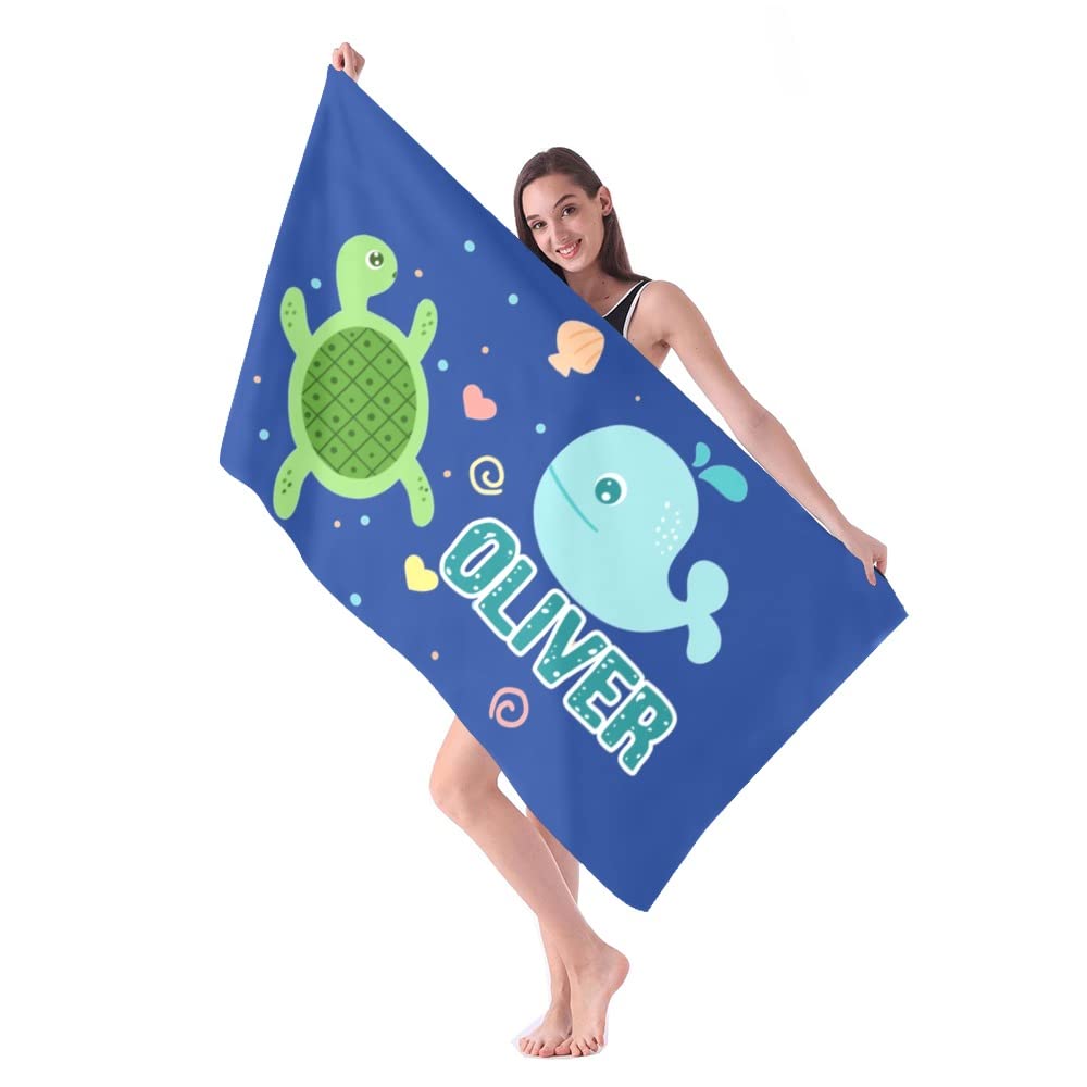 Custom Personalized Beach Towel with Name - Soft Bath & Pool Towel for Women, Men, Kids, Boys & Girls | Perfect Summer Gift for Vacation, Swimming, Beach Trips & Outdoor Activities