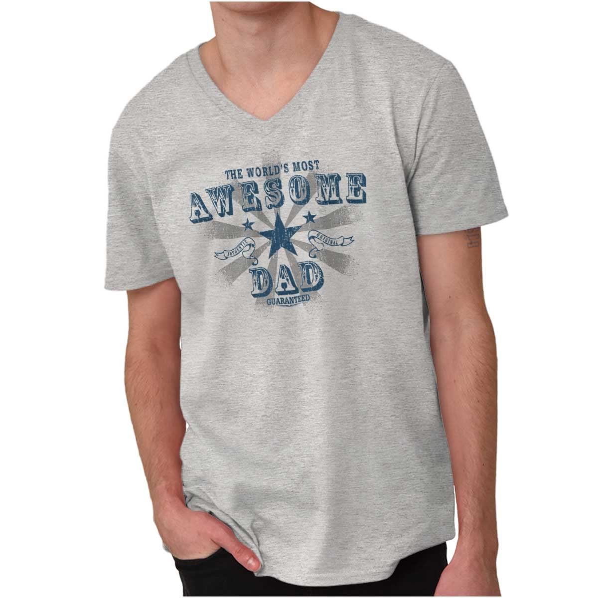 Brisco Brands World's Best Dad V-Neck T-Shirt for Men - Comfortable & Stylish Father's Day Gift for Dad - Perfect for Casual Wear, Family Outings & Special Occasions