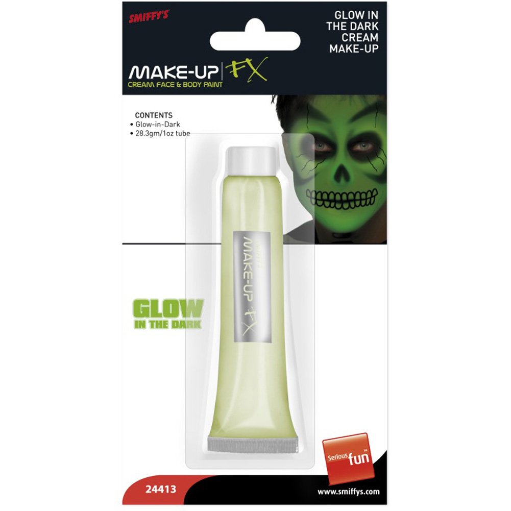 Smiffys Aqua Cream Makeup FX - 28.3ml/1oz Glow in the Dark Special Effects Makeup for Halloween, Cosplay & Theatrical Costumes - Professional Face Paint for Costume Parties & Dress Up