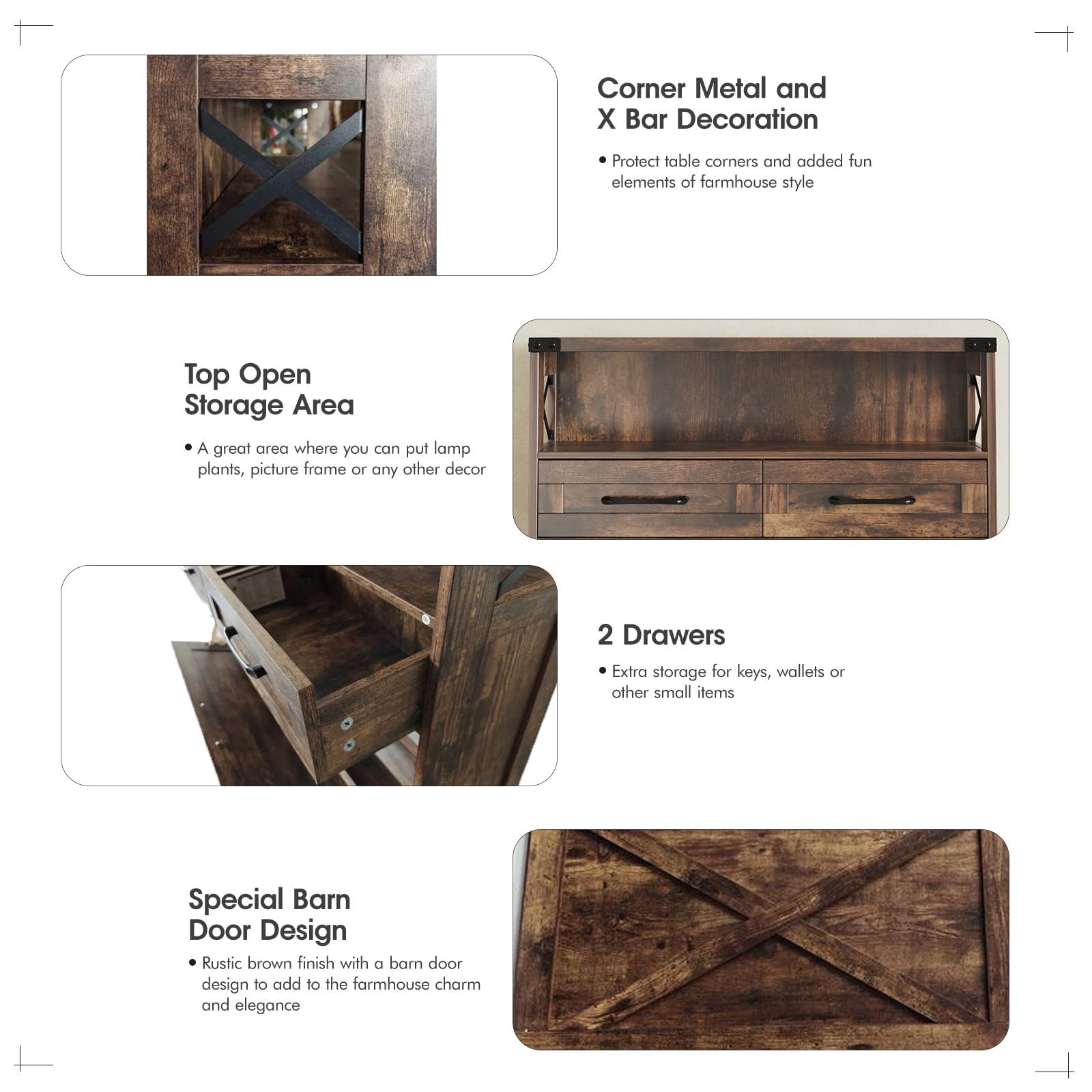 Farmhouse Shoe Storage Cabinet with 2 Flip Drawers & 2 Drawers - Rustic Brown Entryway Organizer for Shoes, Boots & Accessories | Perfect for Small Spaces, Hallway, Front Door & Apartment Entry Storage