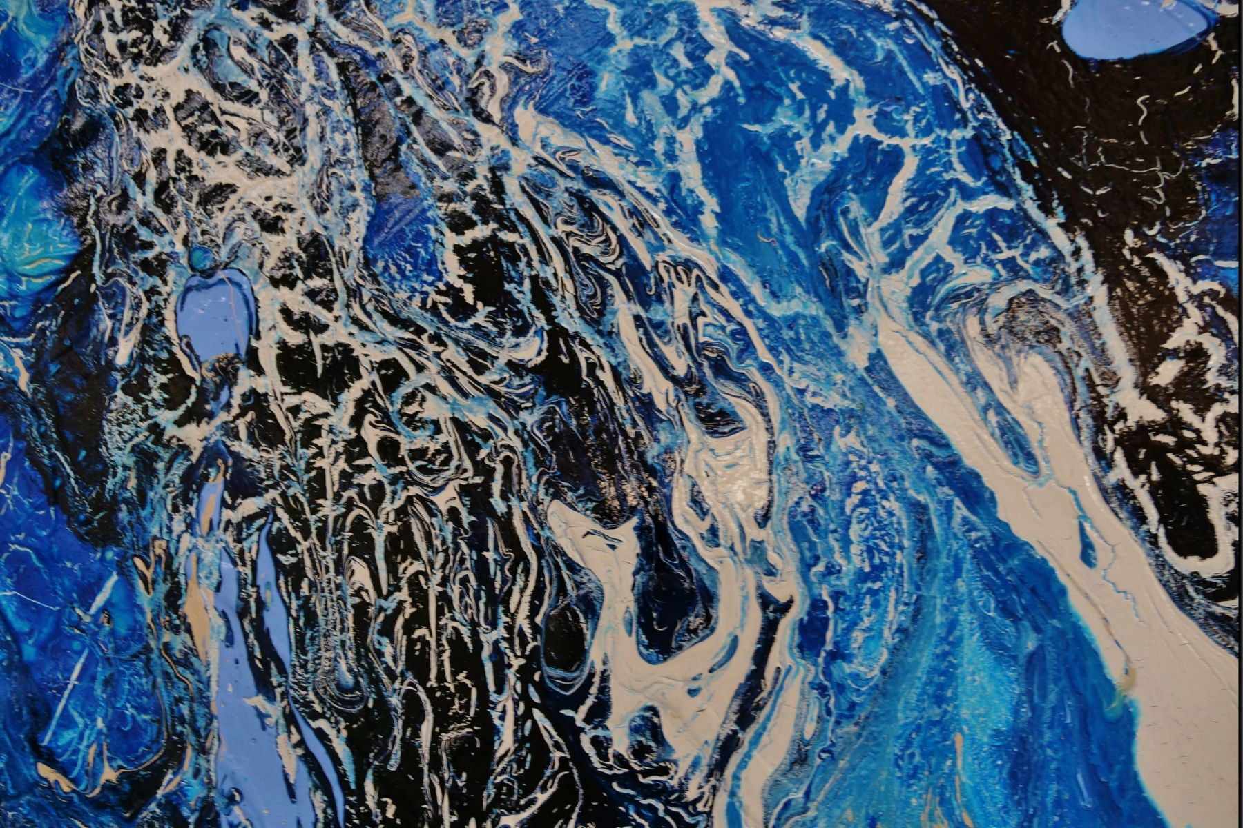 Oceanic Currents 140cm x 180cm Blue Cream Textured Abstract Canvas Wall Art - Modern Home Decor for Living Room, Bedroom & Office