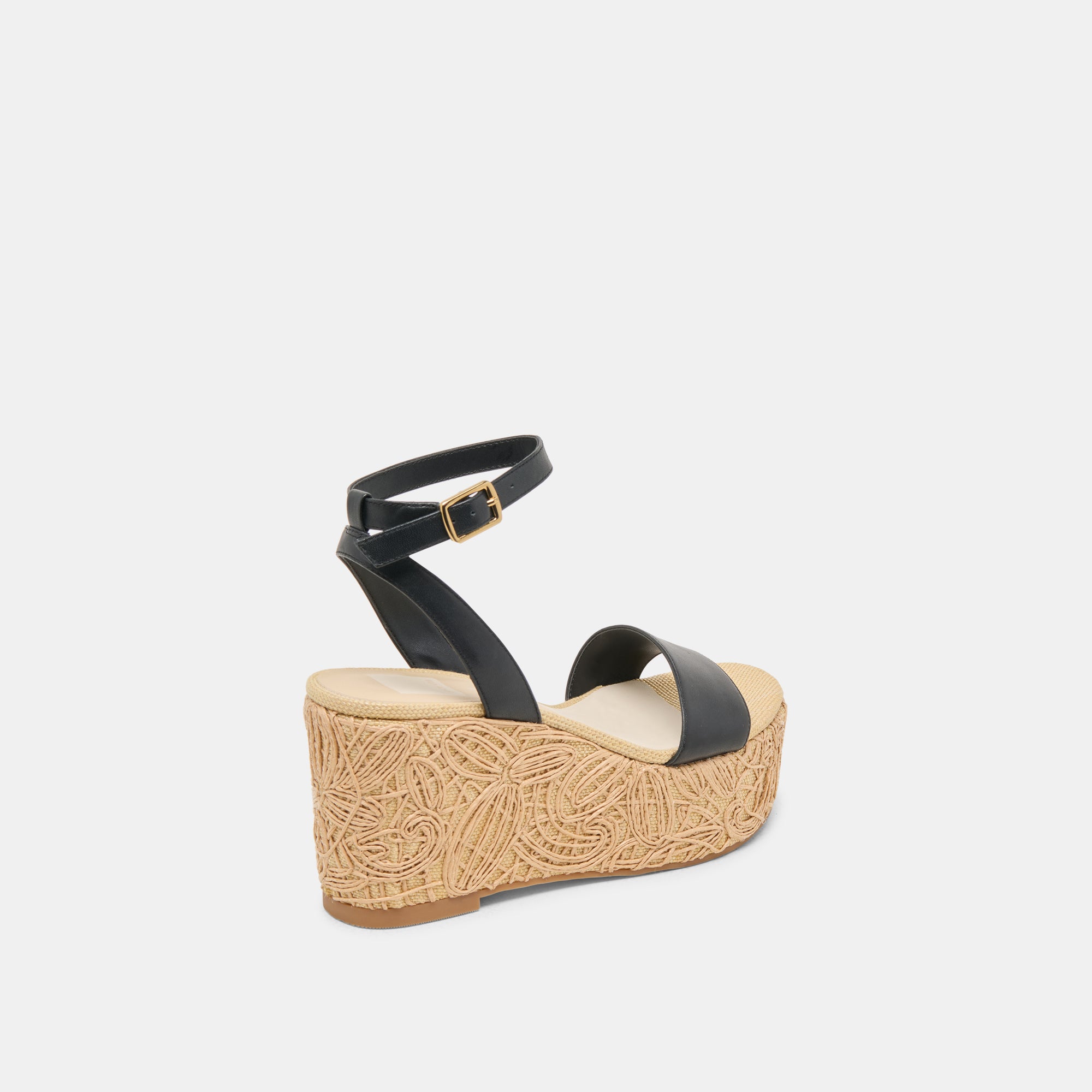 TALISA Women's Black Leather Wedge Sandals - Comfortable & Stylish for Summer, Beach, and Casual Outings