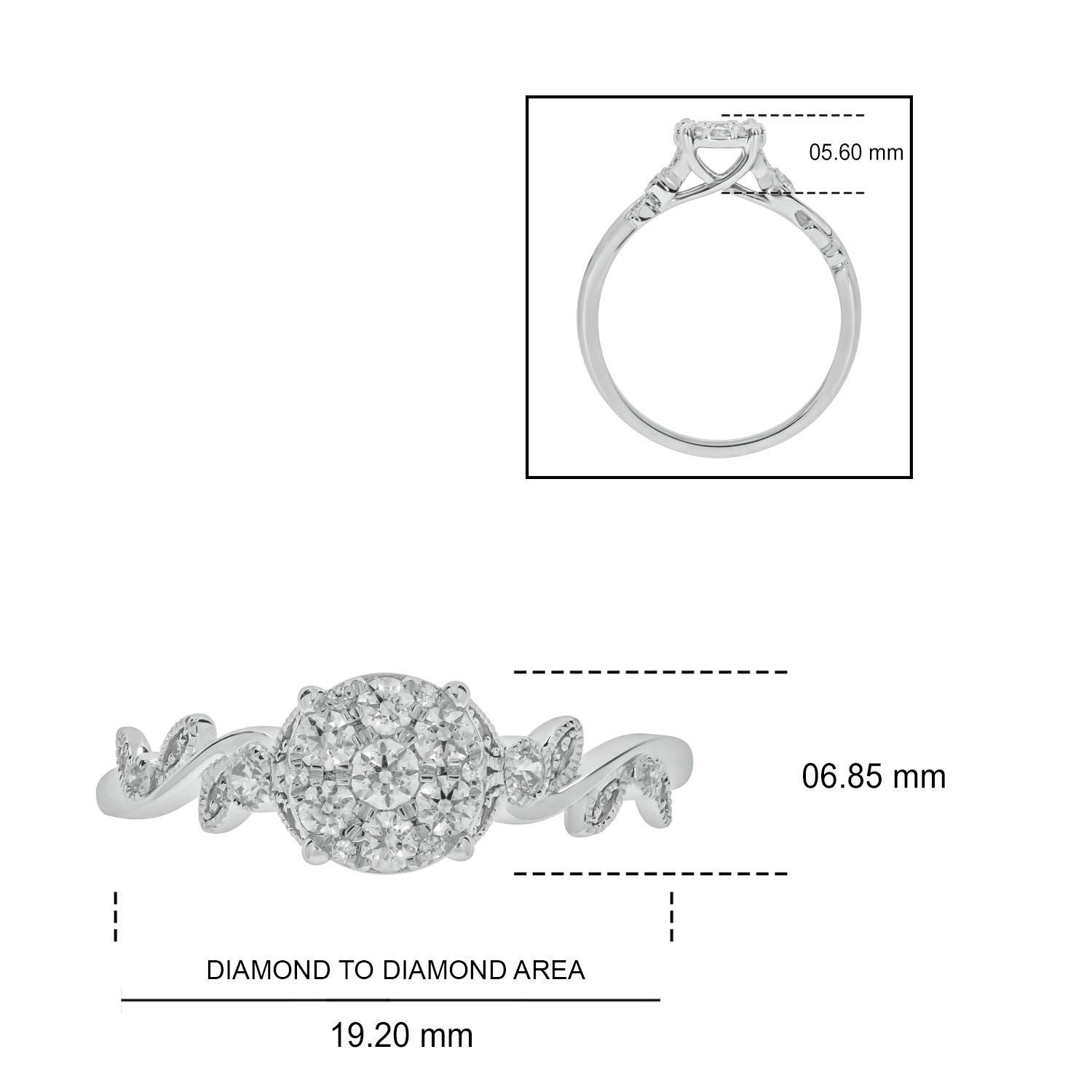 1/3ct Round White Diamond 10k Rose Gold Floral Promise Ring for Women - Elegant Engagement, Wedding, Anniversary Gift for Her
