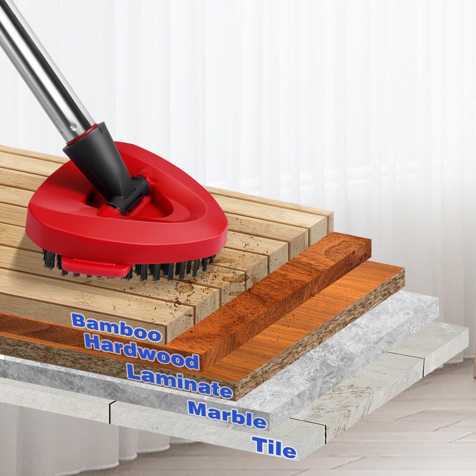 OCeda RinseClean 2 Tank System Scrub Brushes - 2 Pack with Storage Base | Mop Head Replacement & Spin Mop Refills | Heavy-Duty Cleaning for Bathroom, Kitchen, Tub & Tile | Perfect for Deep Cleaning Floors, Showers & Countertops