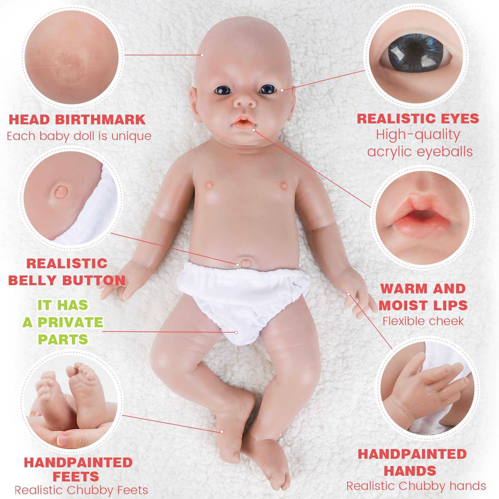 IVITA 19 Inch Realistic Full Body Silicone Reborn Baby Boy Doll - Premium Platinum Silicone, Lifelike Newborn Infant Toy - Perfect for Collectors, Photography Props & Therapy Use