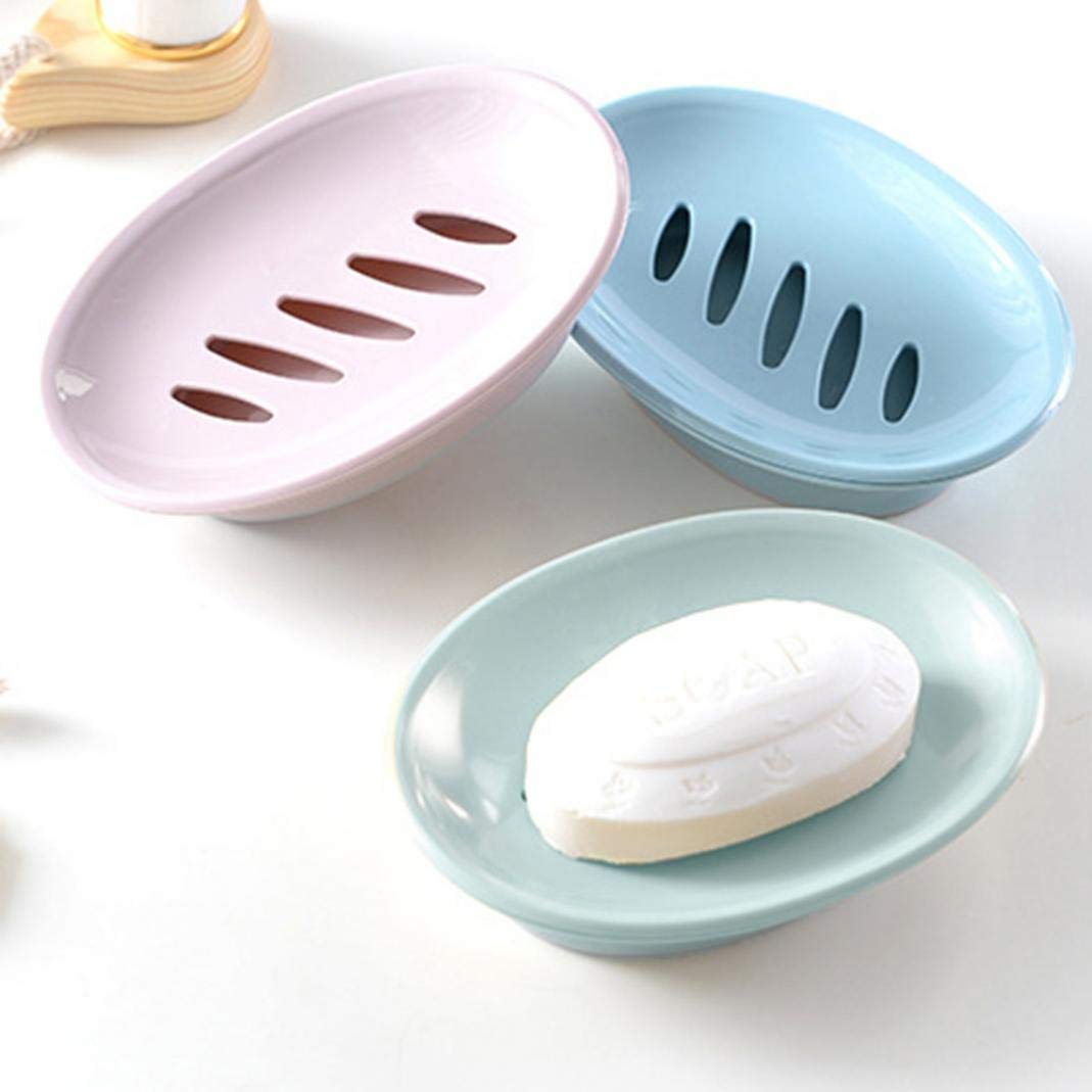 Double Layer Soap Saver Case with Drainage - Oval Shower Soap Dish Holder for Bathroom & Kitchen - Blue (Perfect for Organizing Bar Soaps in Showers, Sinks, and Countertops)