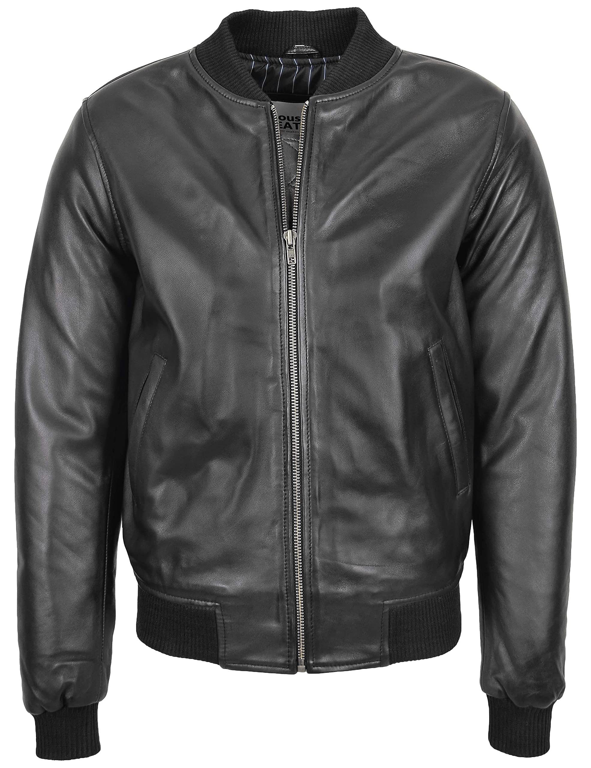 Men's Genuine Leather Bomber Jacket MA-1 Varsity Style Ryan - Classic Aviator Flight Jacket for Casual Wear & Night Out