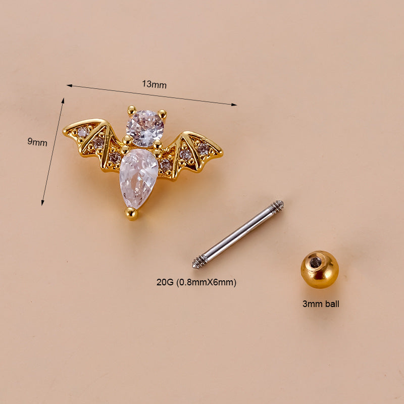 20G Cartilage Earring Stud Bat Piercings Cloud Rain Helix Studs - Hypoallergenic Stainless Steel Ear Jewelry for Tragus, Helix, Conch Piercings | Perfect for Everyday Wear, Parties & Alternative Fashion