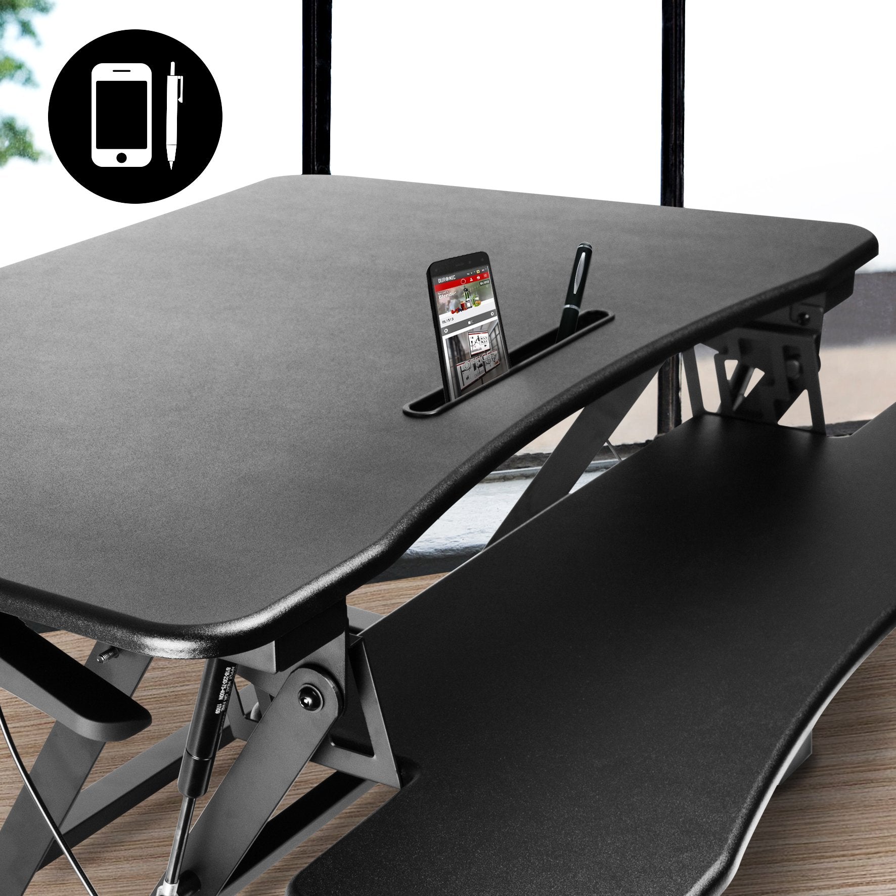 Duronic DM05D2 Electric Sit Stand Desk - 35.4x23.2 Inch Height Adjustable Workstation (14-50cm) | Ergonomic Riser for PC Monitor, Keyboard & Laptop | Perfect for Home Office, Gaming Setup & Remote Work