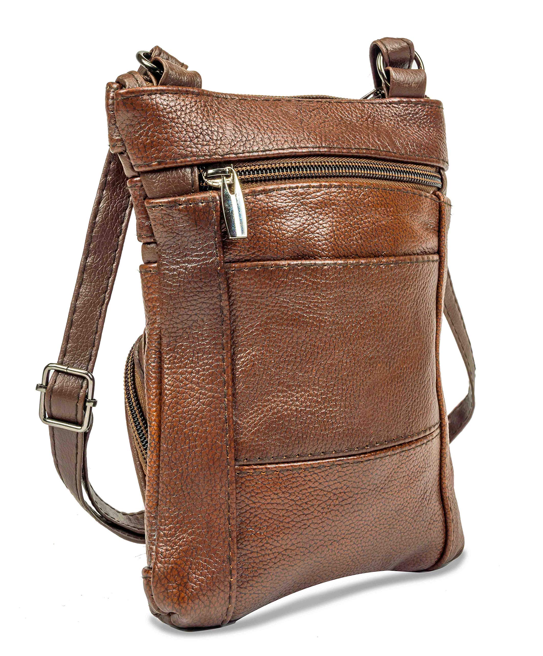 Krediz Genuine Leather Crossbody Bags for Women - Adjustable Strap Multi-Pocket Shoulder Purse - Soft & Durable Handbag for Daily Use, Travel & Shopping