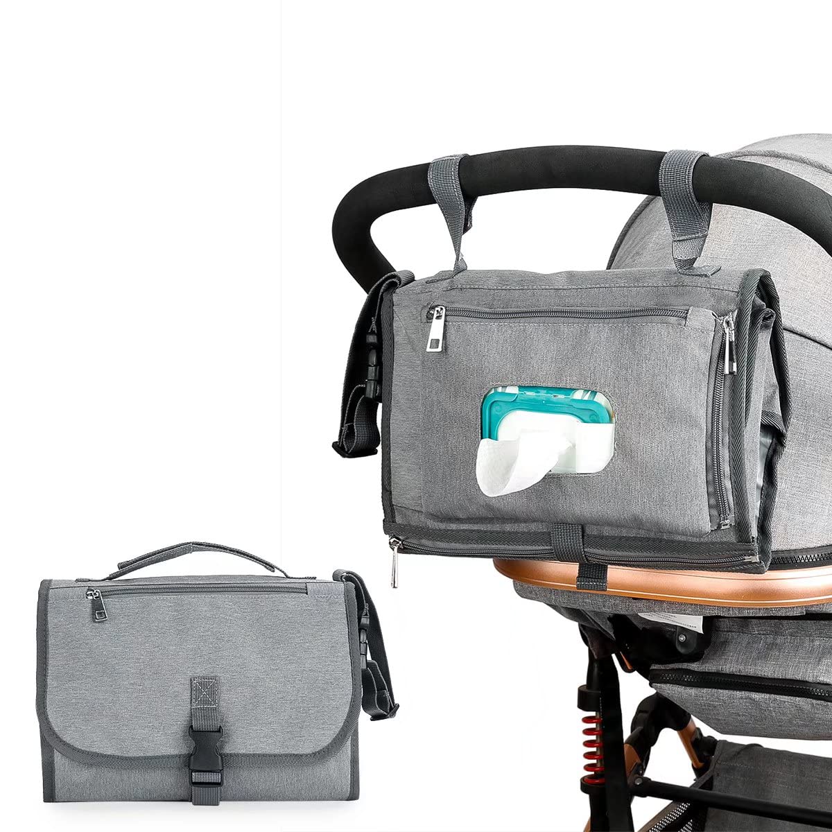 Portable Baby Diaper Changing Pad with Wipes Dispenser Pocket - Detachable Waterproof Changing Mat for Newborns & Toddlers - Perfect for Travel, Nursery, and On-the-Go Parents