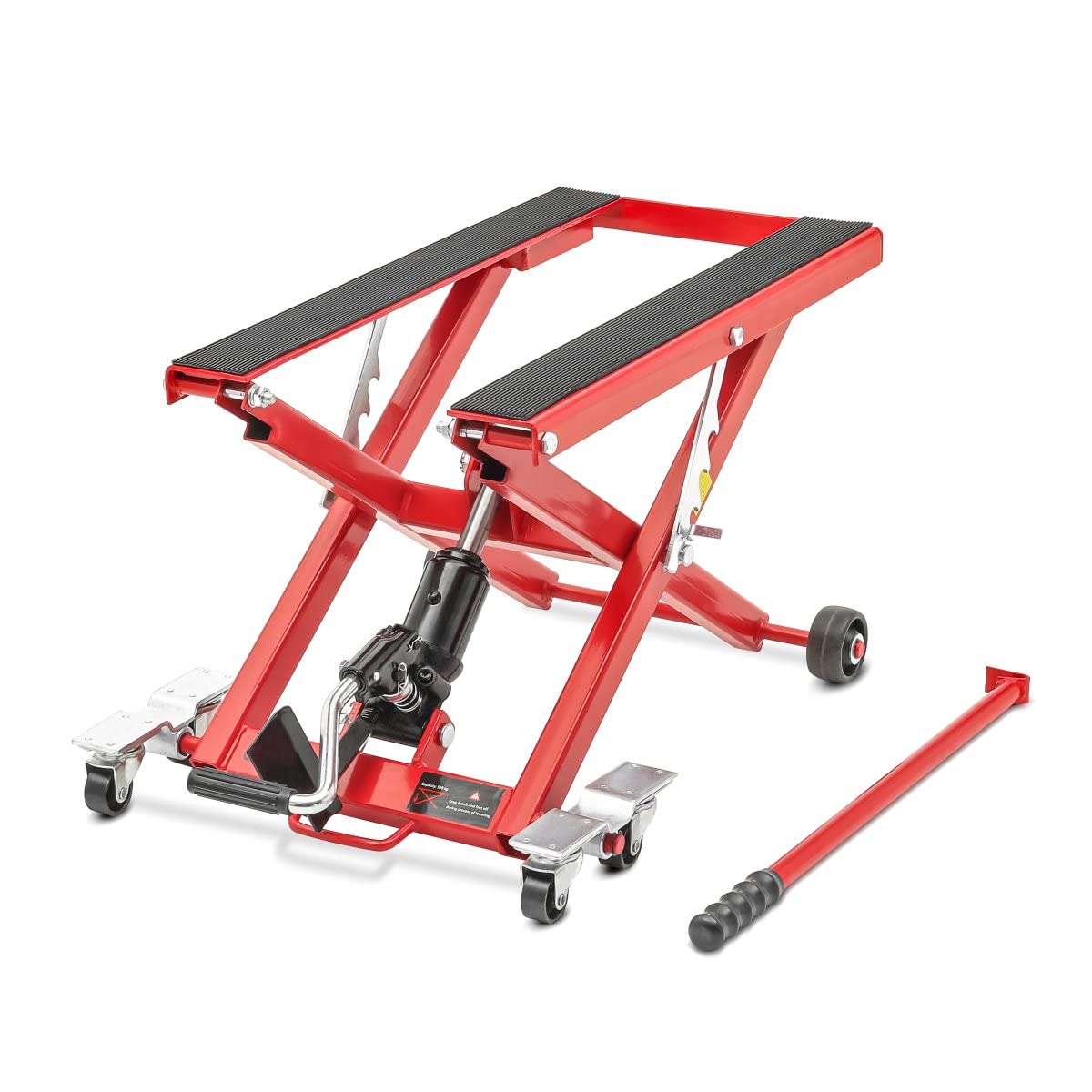 Heavy Duty Motorcycle Scissor Lift XL - Hydraulic Jack for Cruiser Bikes (Red) - CB15128 - Perfect for Garage Repairs & Bike Maintenance