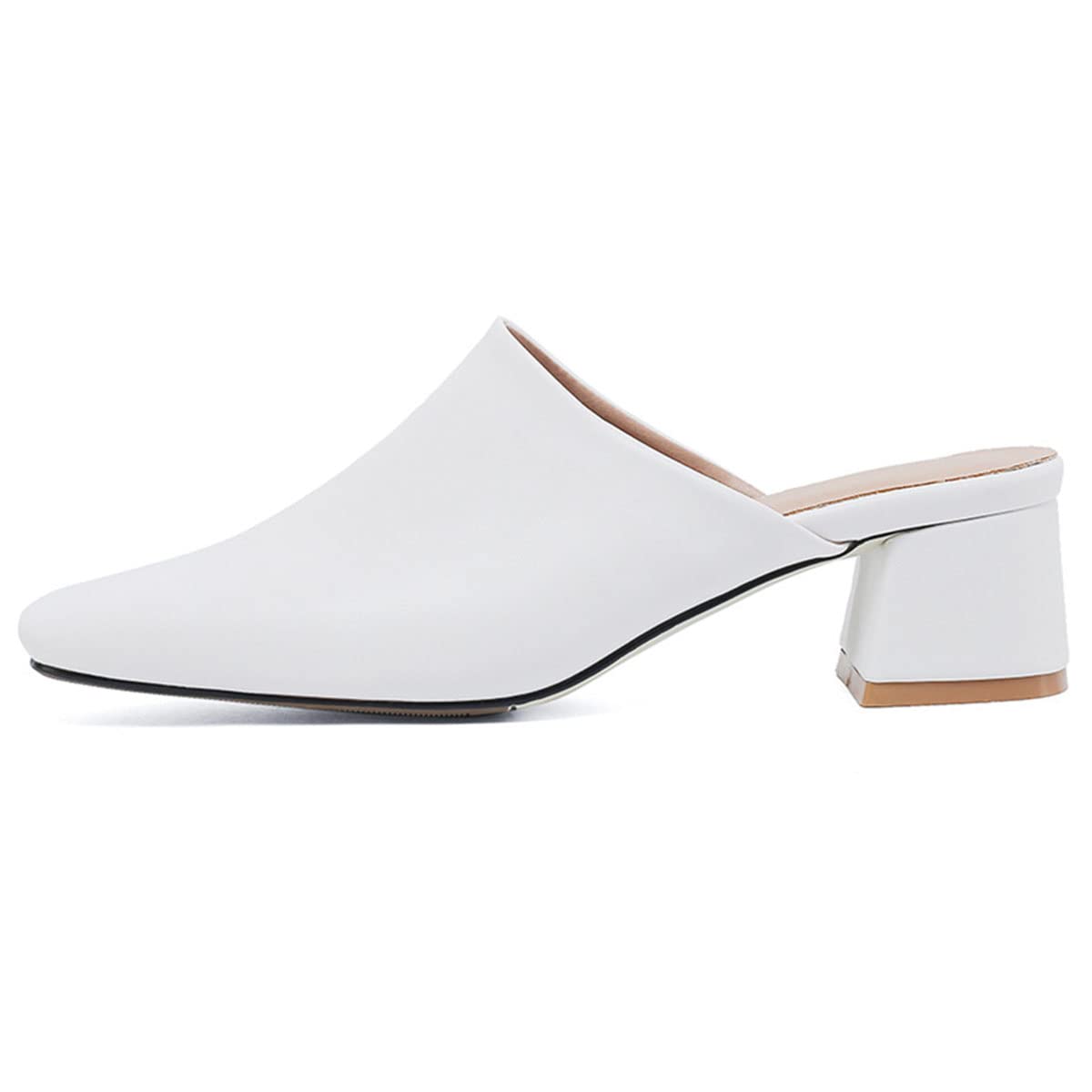 SHEMEE Women's Square Toe Mule Slides - Chunky Block Heel Slippers & Backless Sandals for Casual Wear, Office & Summer Outfits