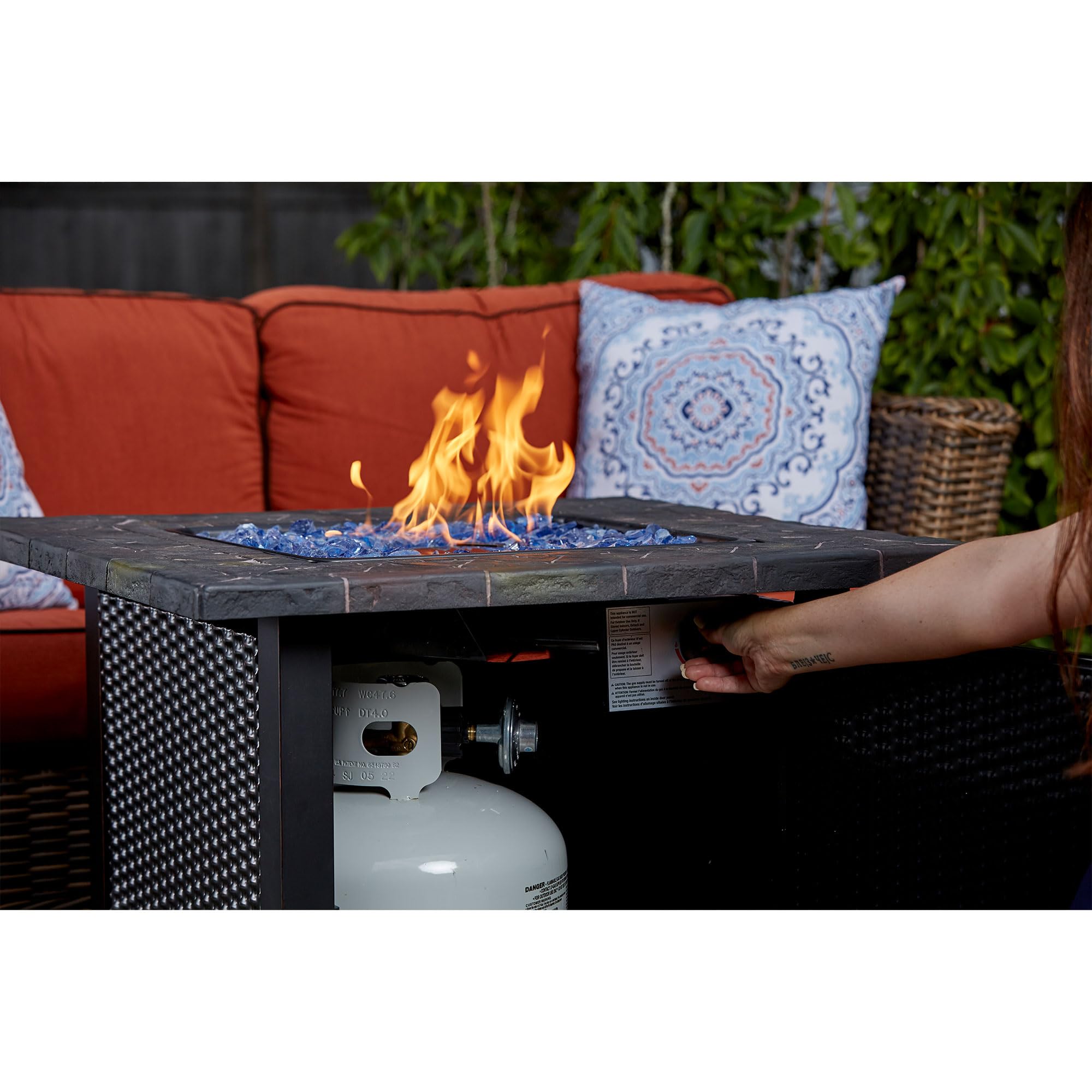 Endless Summer GAD1401GB Blue Glass LP Gas Outdoor Fire Pit - Perfect for Patio, Backyard, and Camping Gatherings