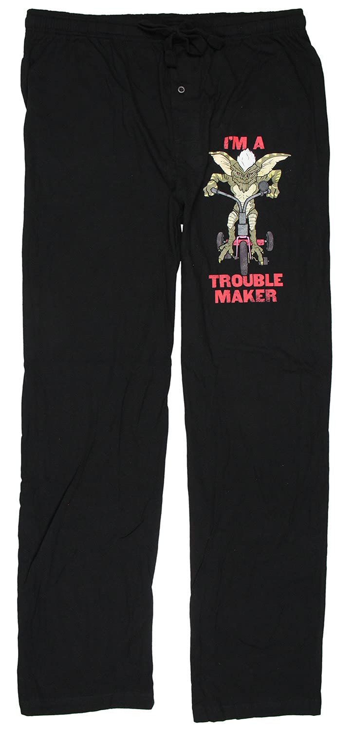 Gremlins Mohawk 'I'm A Trouble Maker' Men's Sleep & Lounge Pajama Pants - Medium, Black - Comfortable Nightwear for Movie Nights & Relaxing at Home