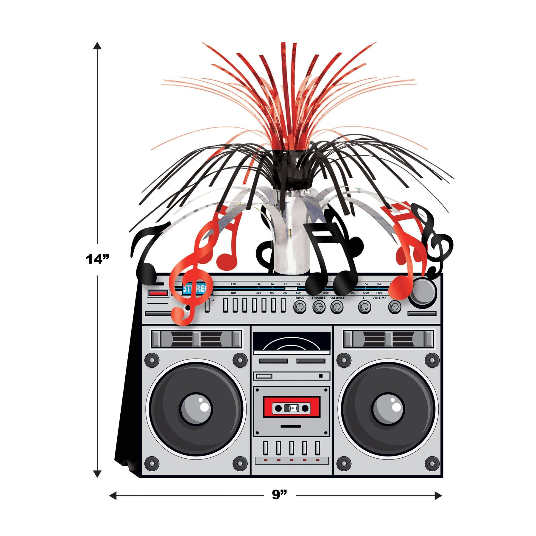 12 Pack Beistle Boom Box Party Centerpiece - Fun Retro Music Theme Decor for Birthday, Graduation & Dance Parties - Perfect for Table Decorations & Photo Backdrops