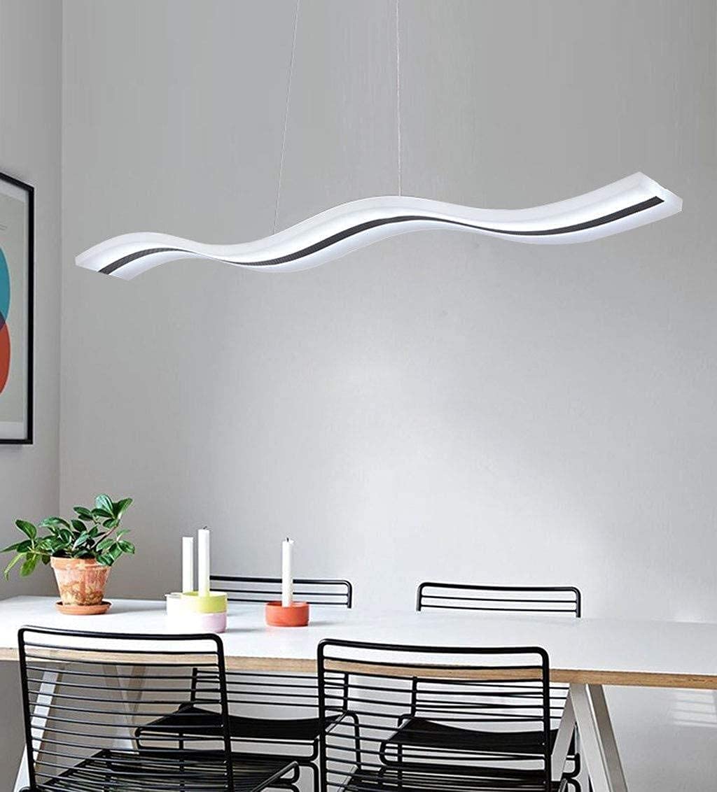 Modern Acrylic Pendant Light - 38W LED Wave Chandelier with Tricolor Lighting for Bedroom, Living Room & Restaurant Decor | Dimmable Hanging Lamp for Dining Areas, Entryways and Commercial Spaces