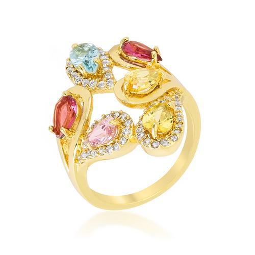 Vibrant Multi-Color Cocktail Ring for Women - Elegant Statement Jewelry for Parties, Weddings & Special Occasions