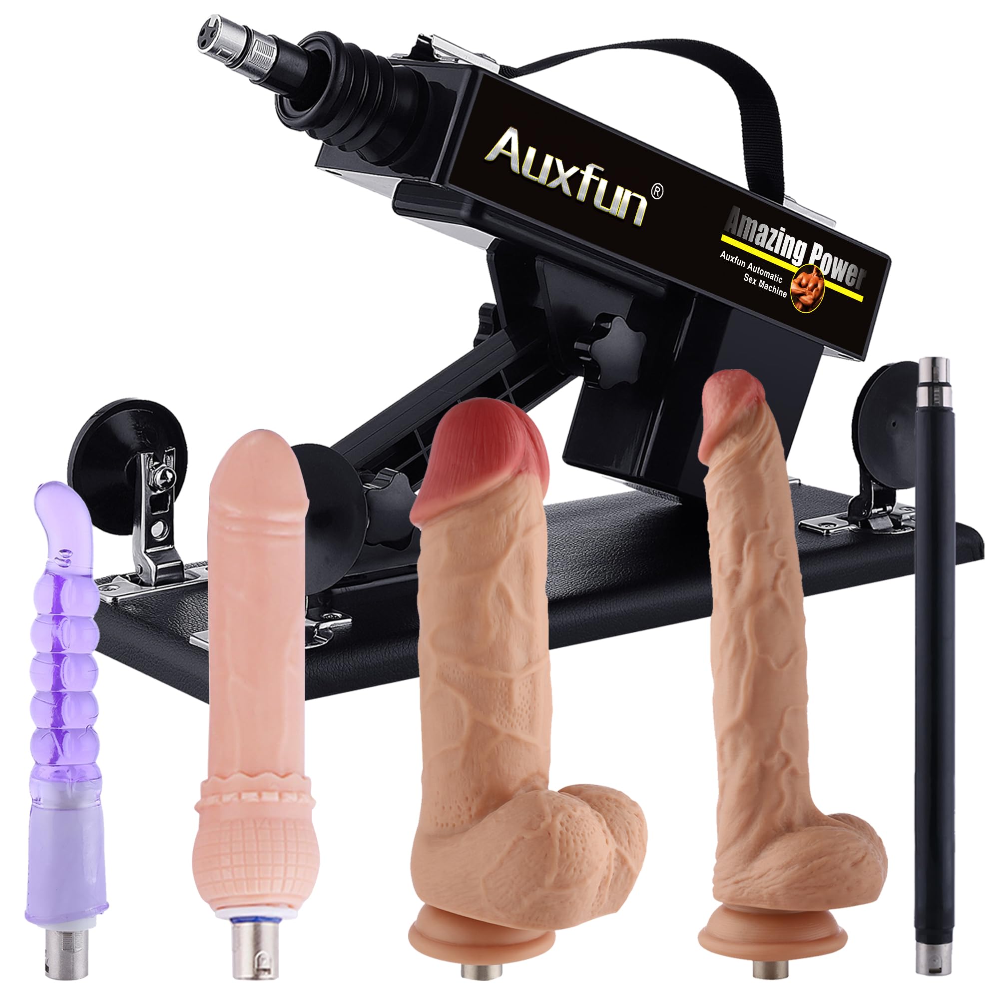 Auxfun Automatic Thrusting Sex Machine with Dildo for Men & Women - Adult Love Machine with 3 XLR Connectors, Powerful Thrusting Toy for Solo Play & Couples - Perfect for Bedroom Fun, BDSM, and Spicing Up Relationships