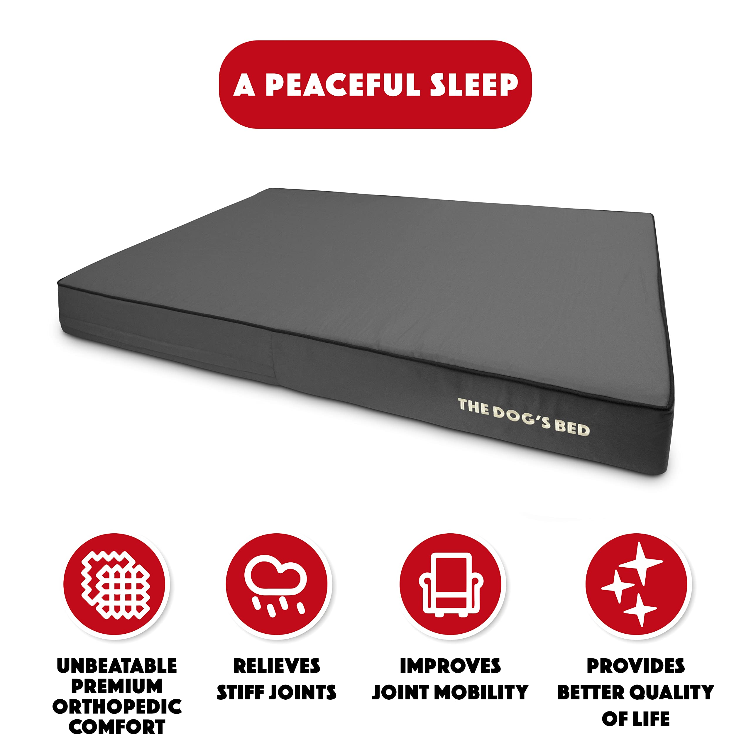 Orthopedic Memory Foam Dog Bed for Large Dogs - XXL 54x36 Inches, Waterproof & Supportive Pet Bed with Removable Washable Cover, Grey & Black - Vet Approved for Joint Pain Relief - Perfect for Elderly Dogs or Pets with Arthritis