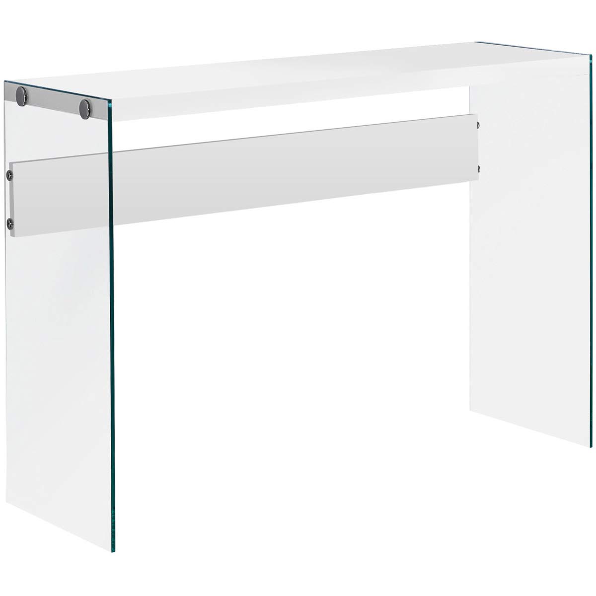 15691-WC Lebanon 44 X 16 Inch White & Clear Glass Accent Table - Modern Console Table for Living Room, Entryway, or Bedroom Decor