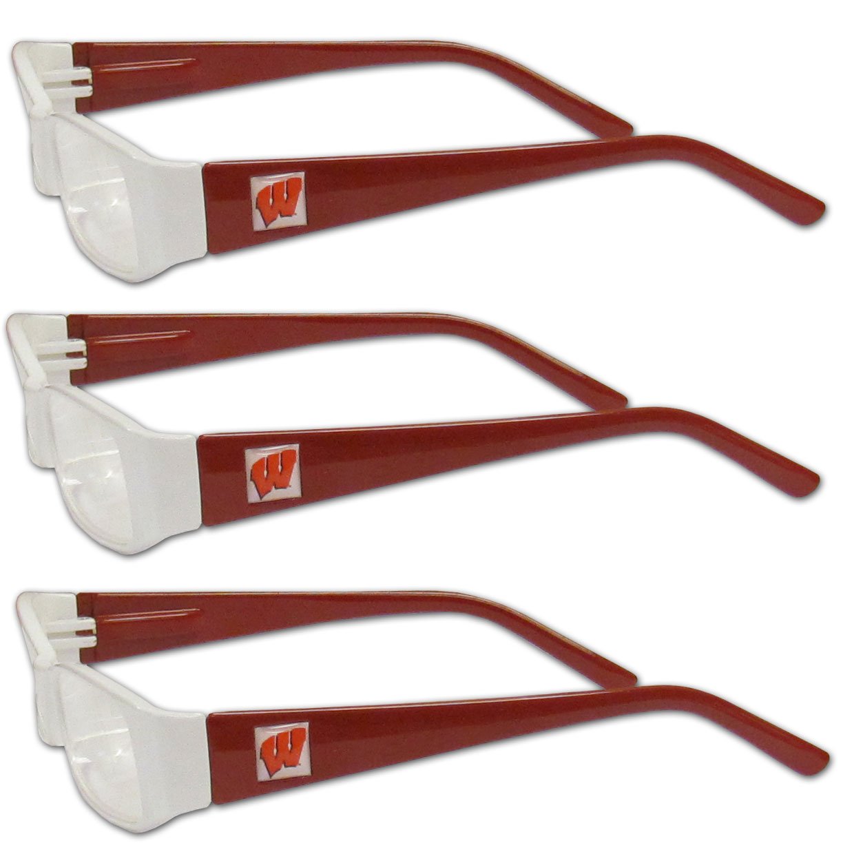Wisconsin Badgers NCAA Sports Reading Glasses 3-Pack (+2.00 Power) - Perfect for Fans, Game Day & Reading at Sports Events